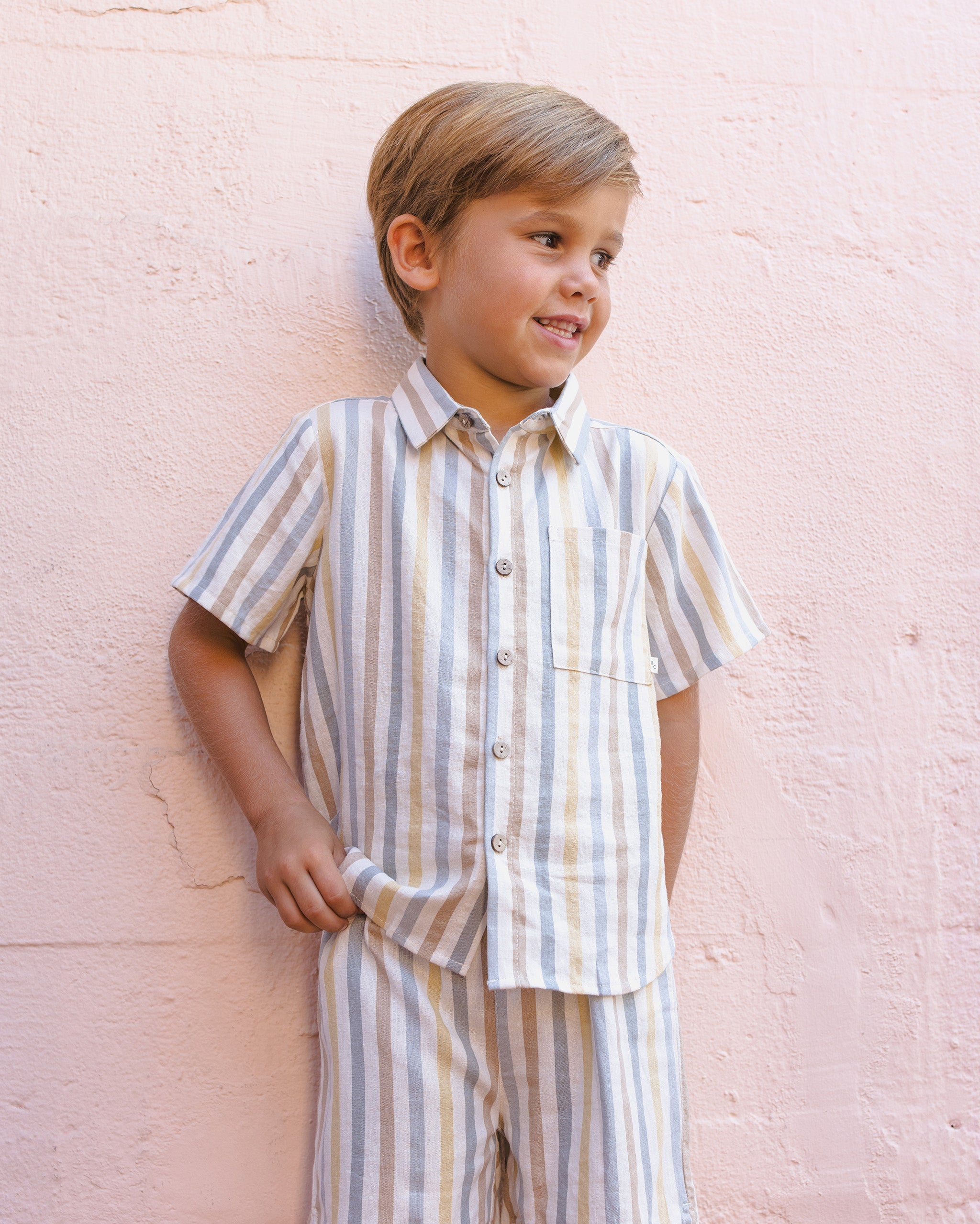 Collared Short Sleeve Shirt || Valencia Stripe