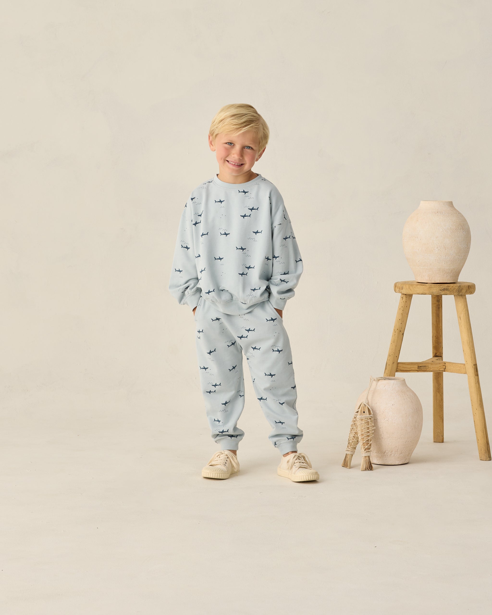 Sweatshirt and Sweatpant Set || Sharks - Light Blue
