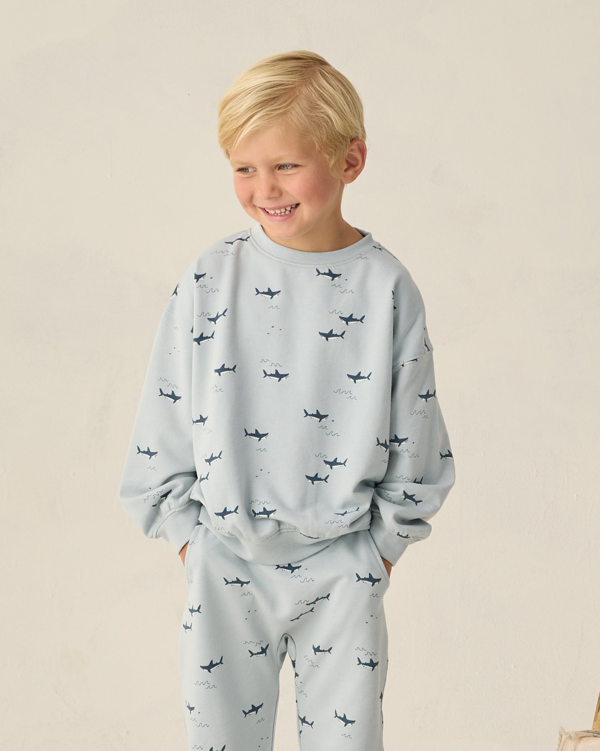Sweatshirt and Sweatpant Set || Sharks - Light Blue