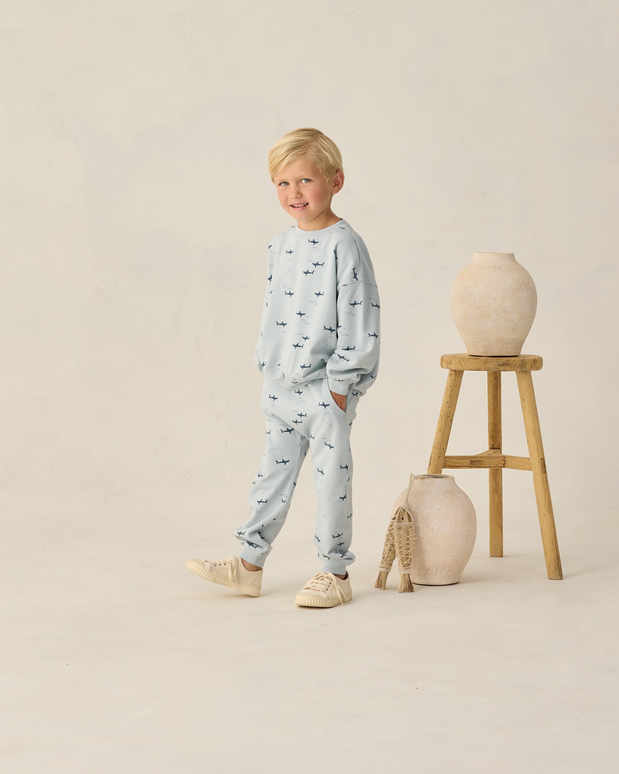 Sweatshirt and Sweatpant Set || Sharks - Light Blue