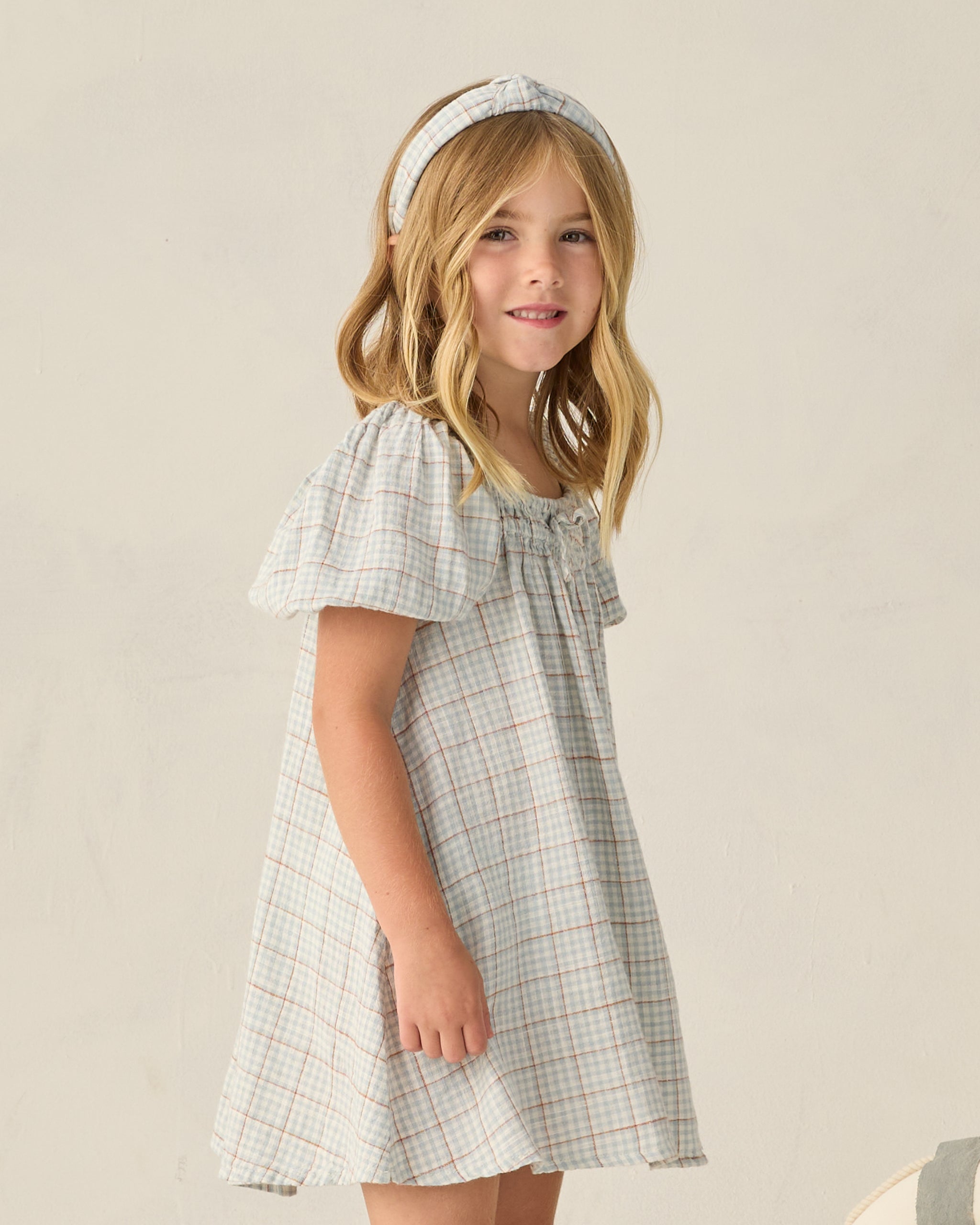 Knotted Headband || Light Blue Plaid