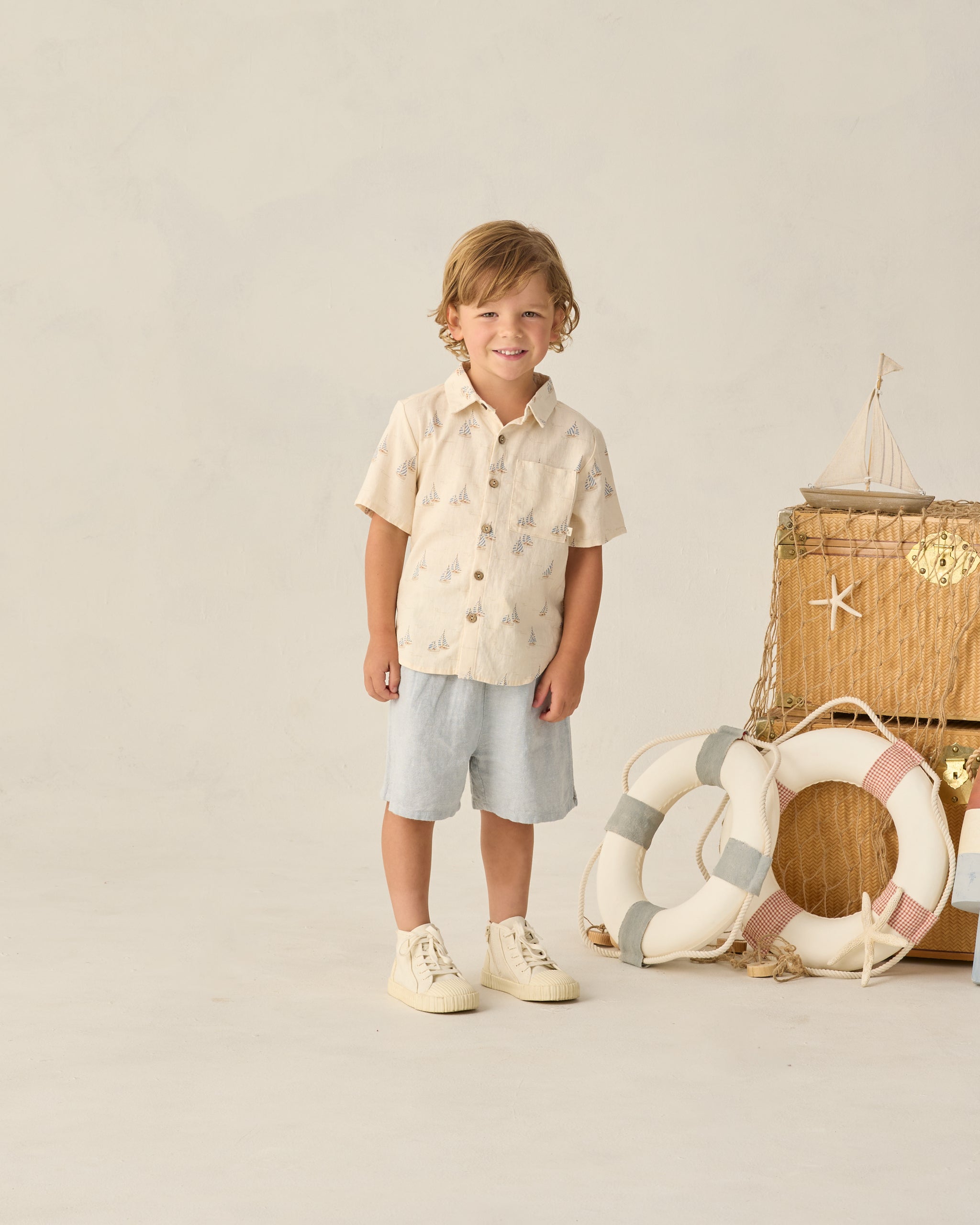 Collared Short Sleeve Shirt || Sail