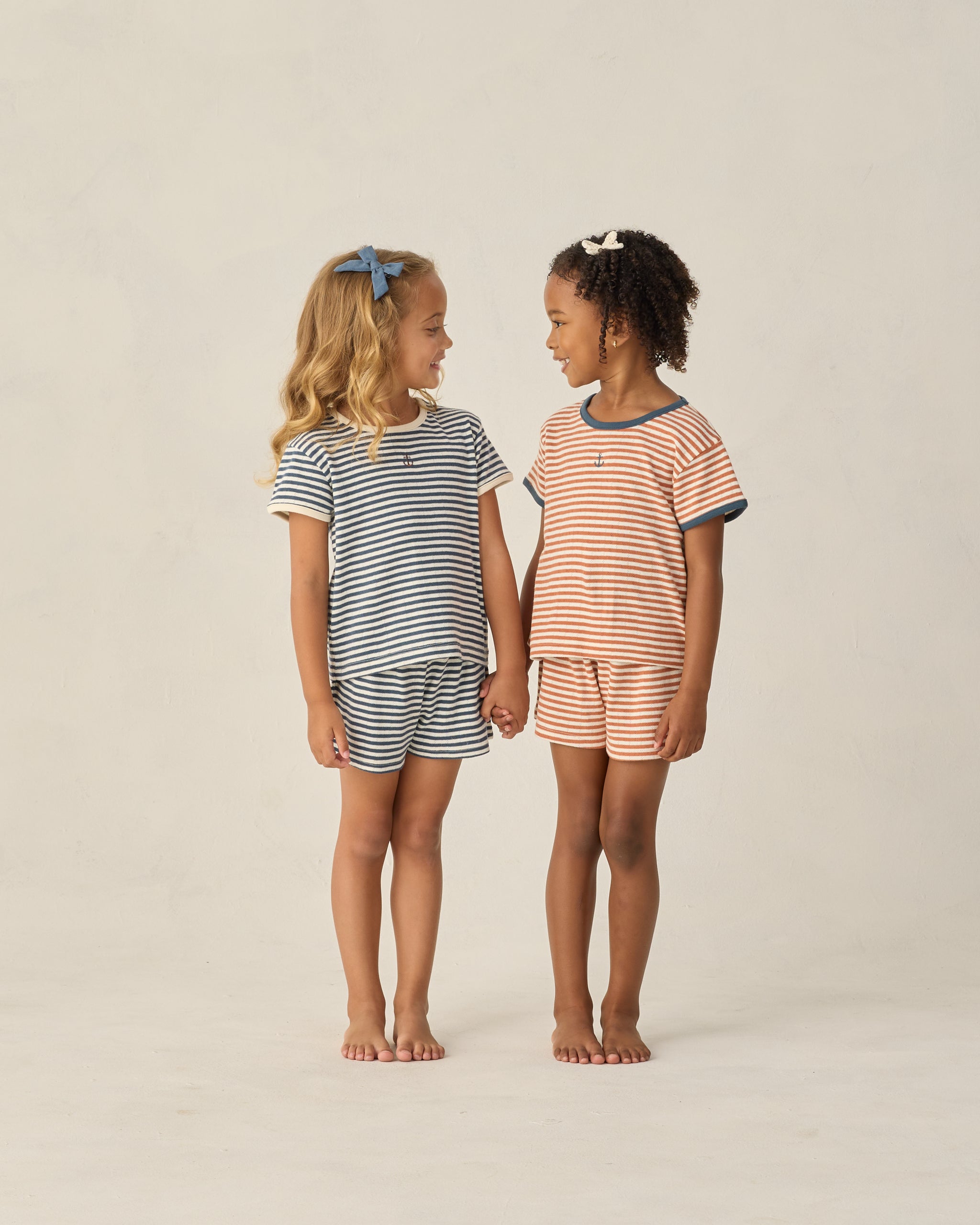 Pointelle Tee || Navy Stripe