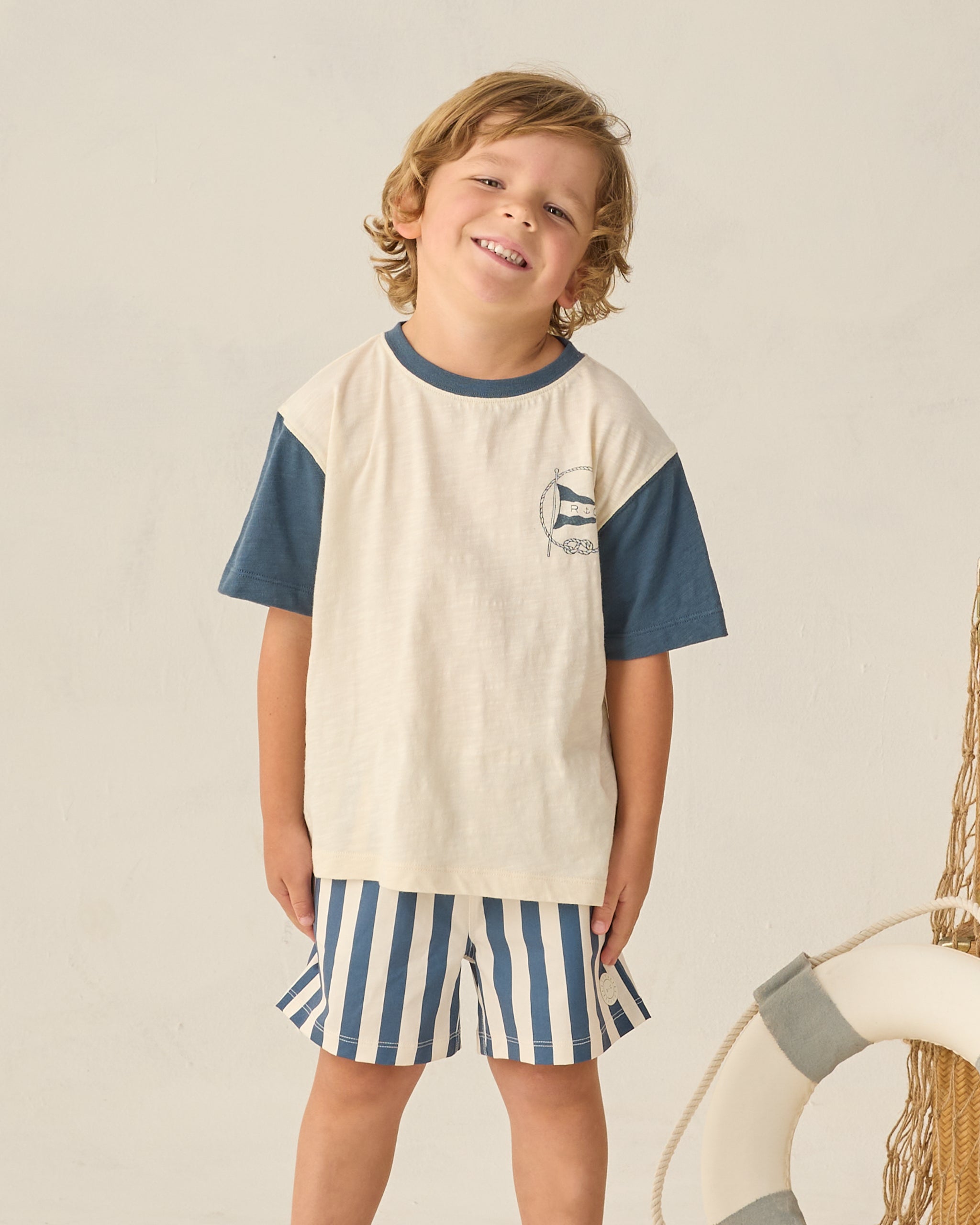 Contrast Short Sleeve Tee || Nautical Flag