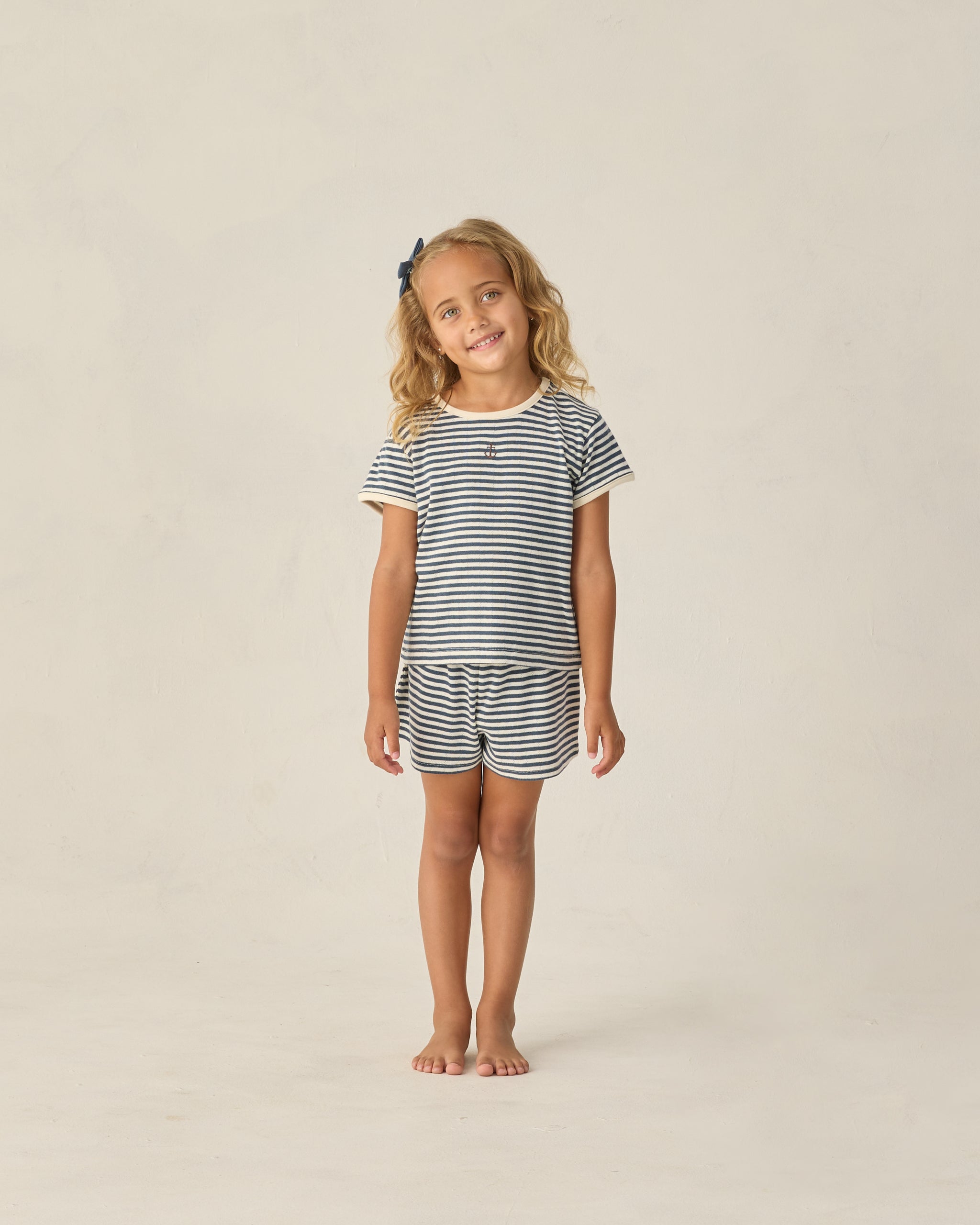 Pointelle Tee || Navy Stripe