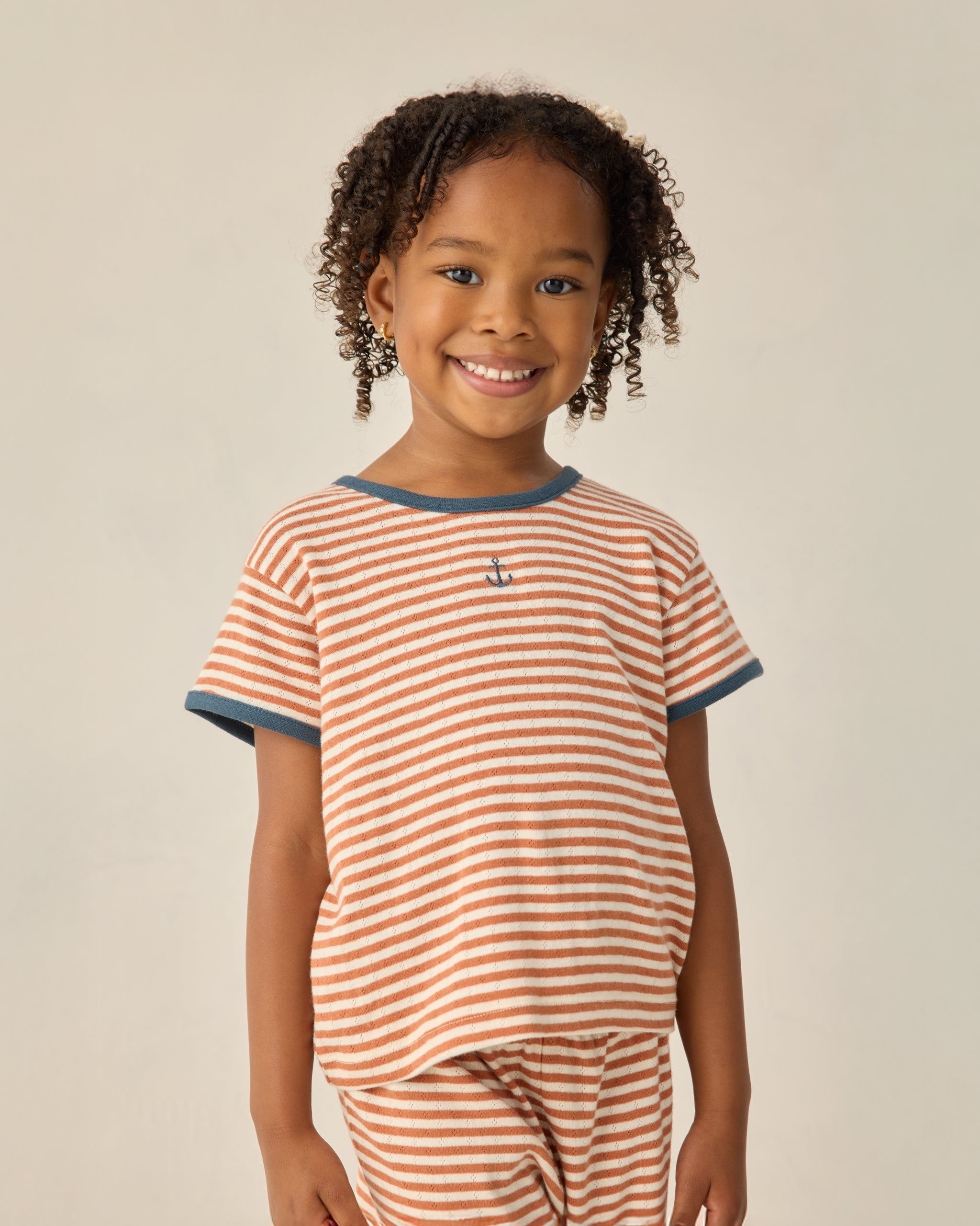 Pointelle Tee || Poppy Stripe