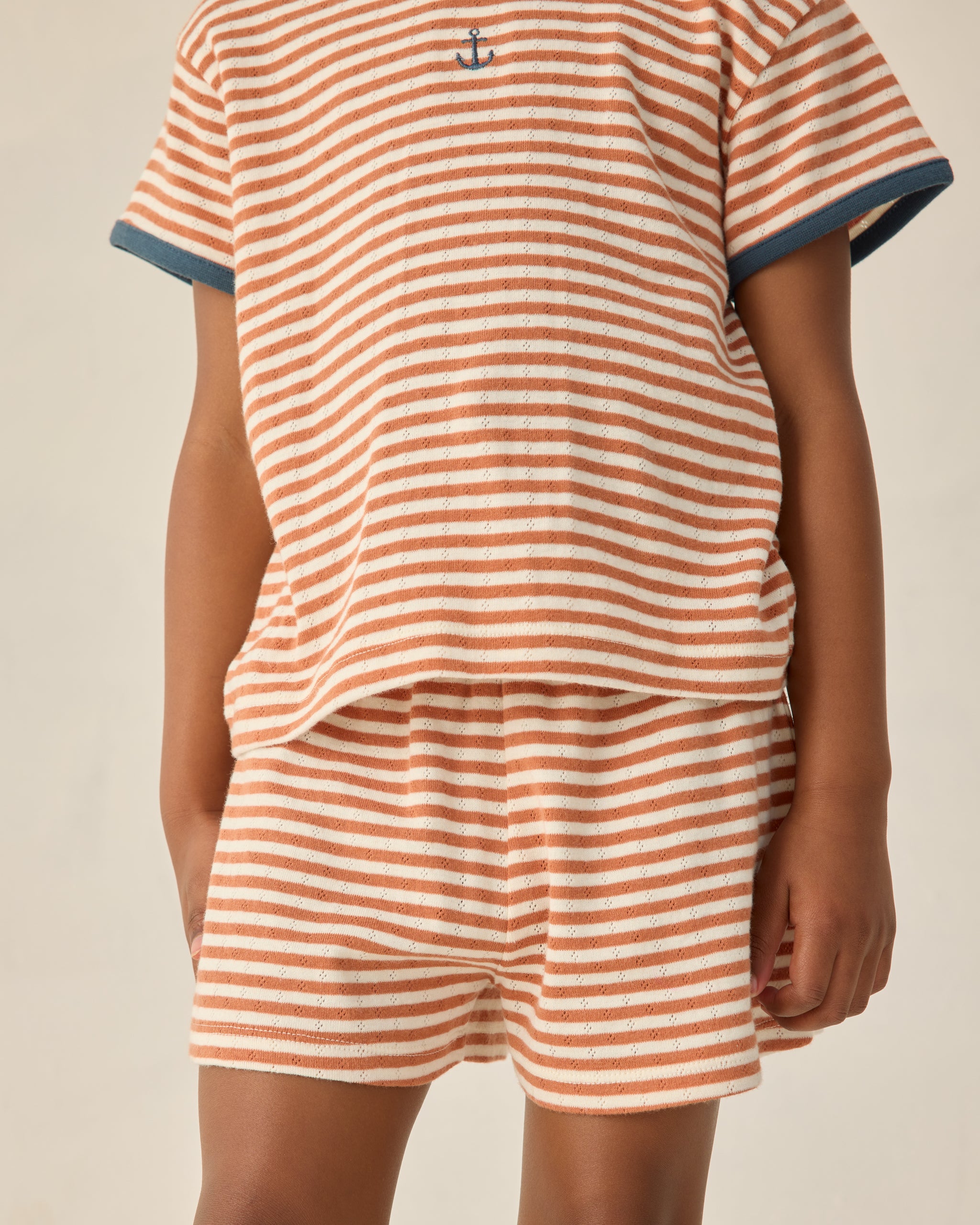 Pointelle Tee || Poppy Stripe