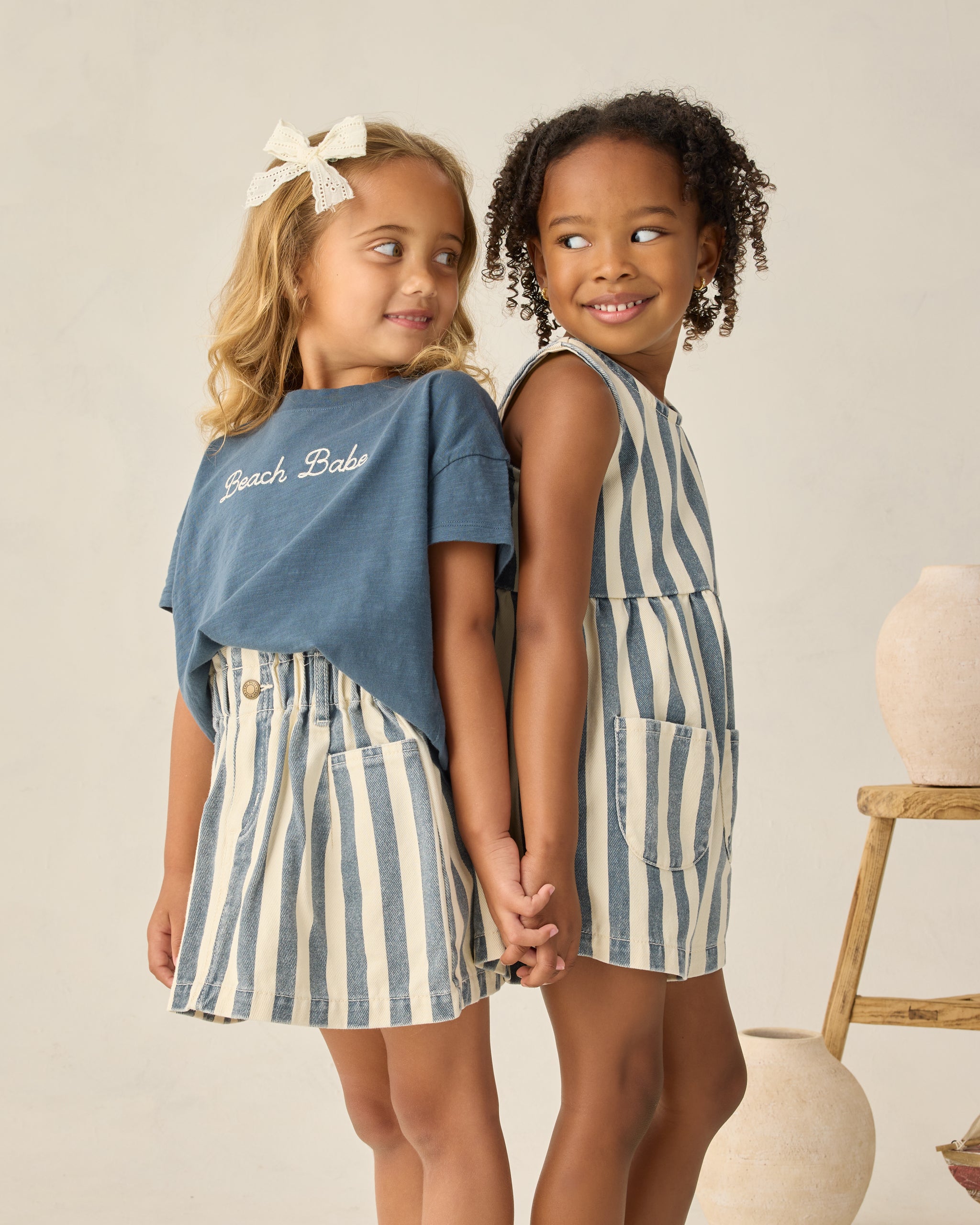 Denim Mini Skirt || Navy Stripe