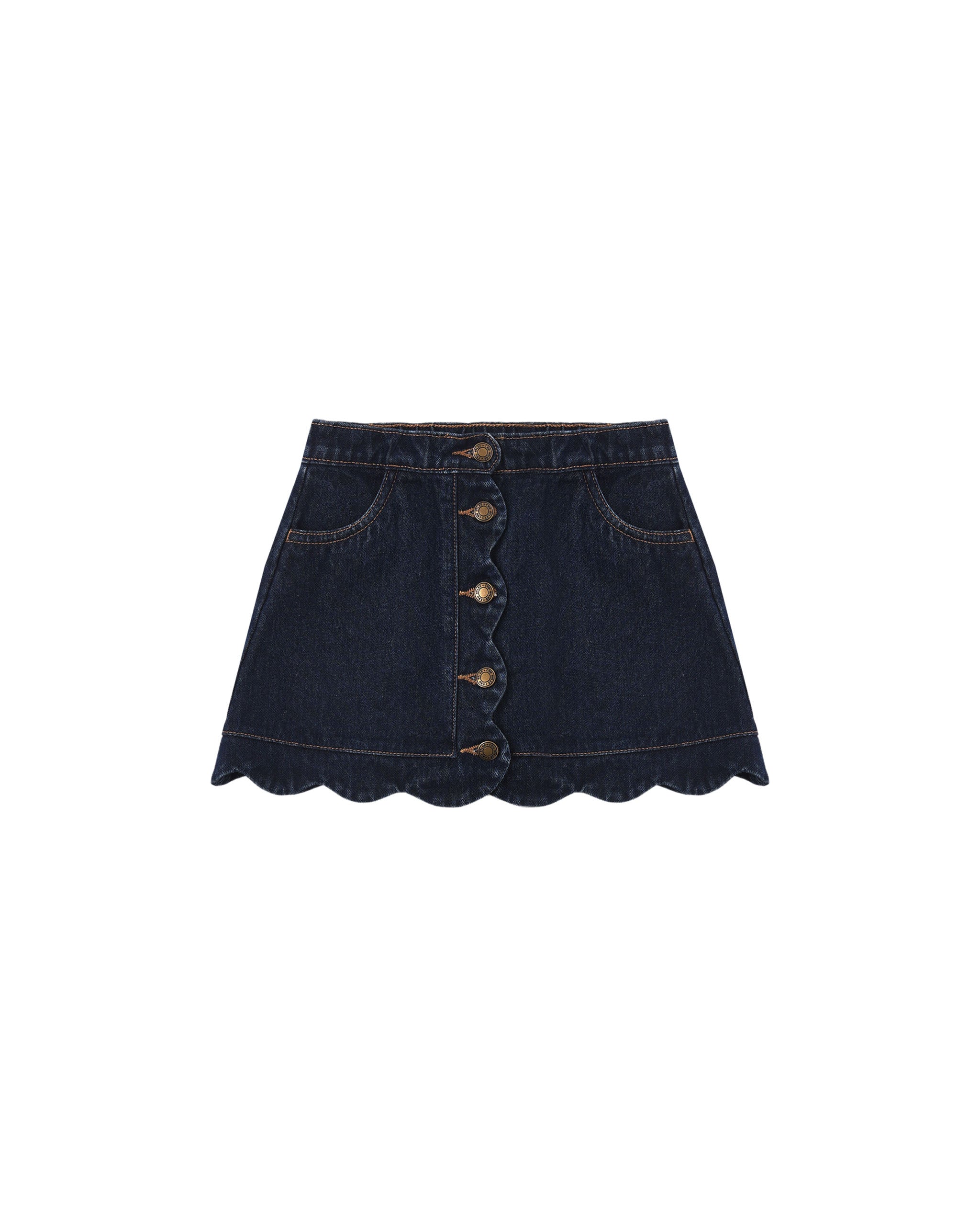Scallop Mini Skirt - Dark Indigo