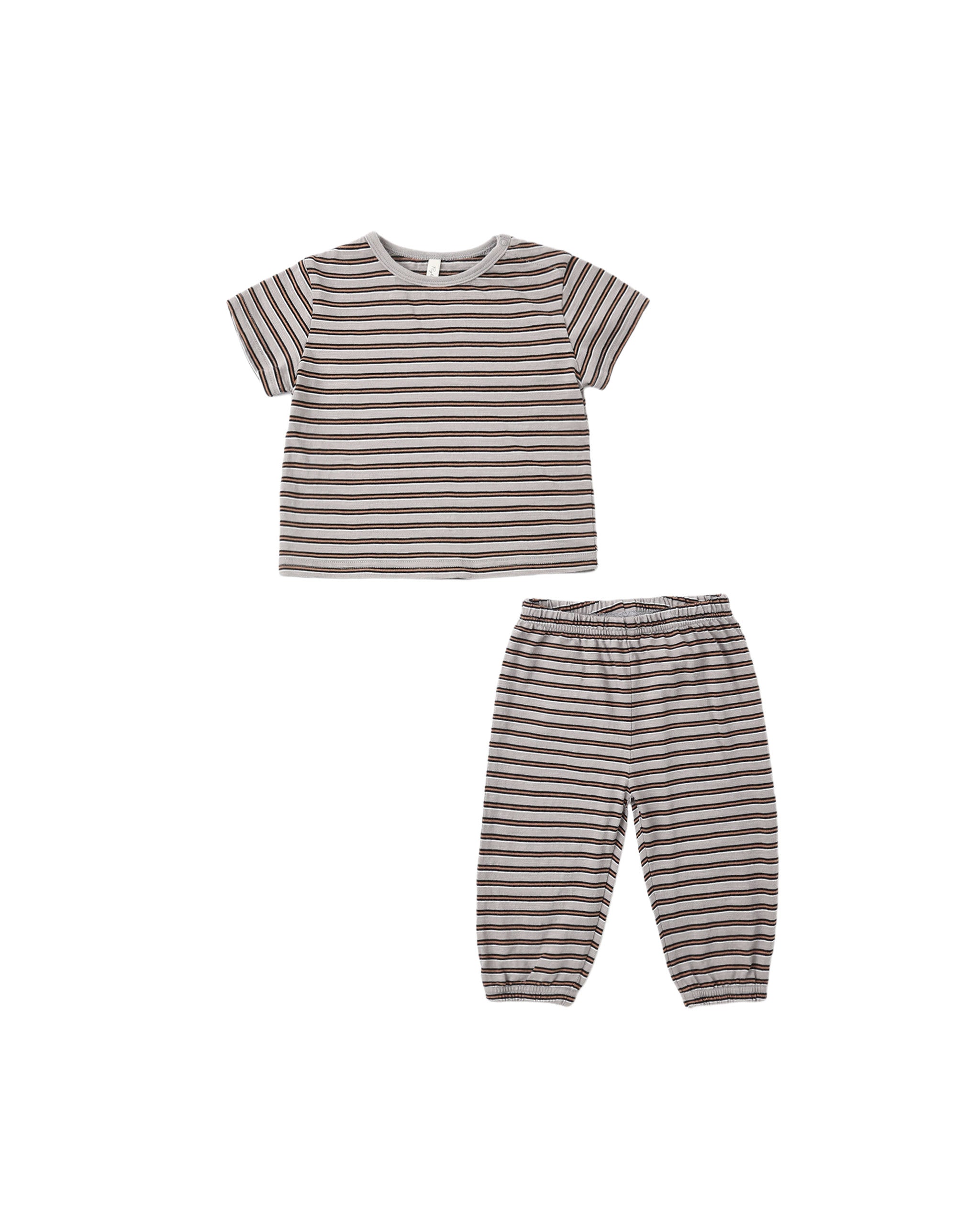 Jersey Tee + Pant Set - Vintage Stripe Dusty Blue