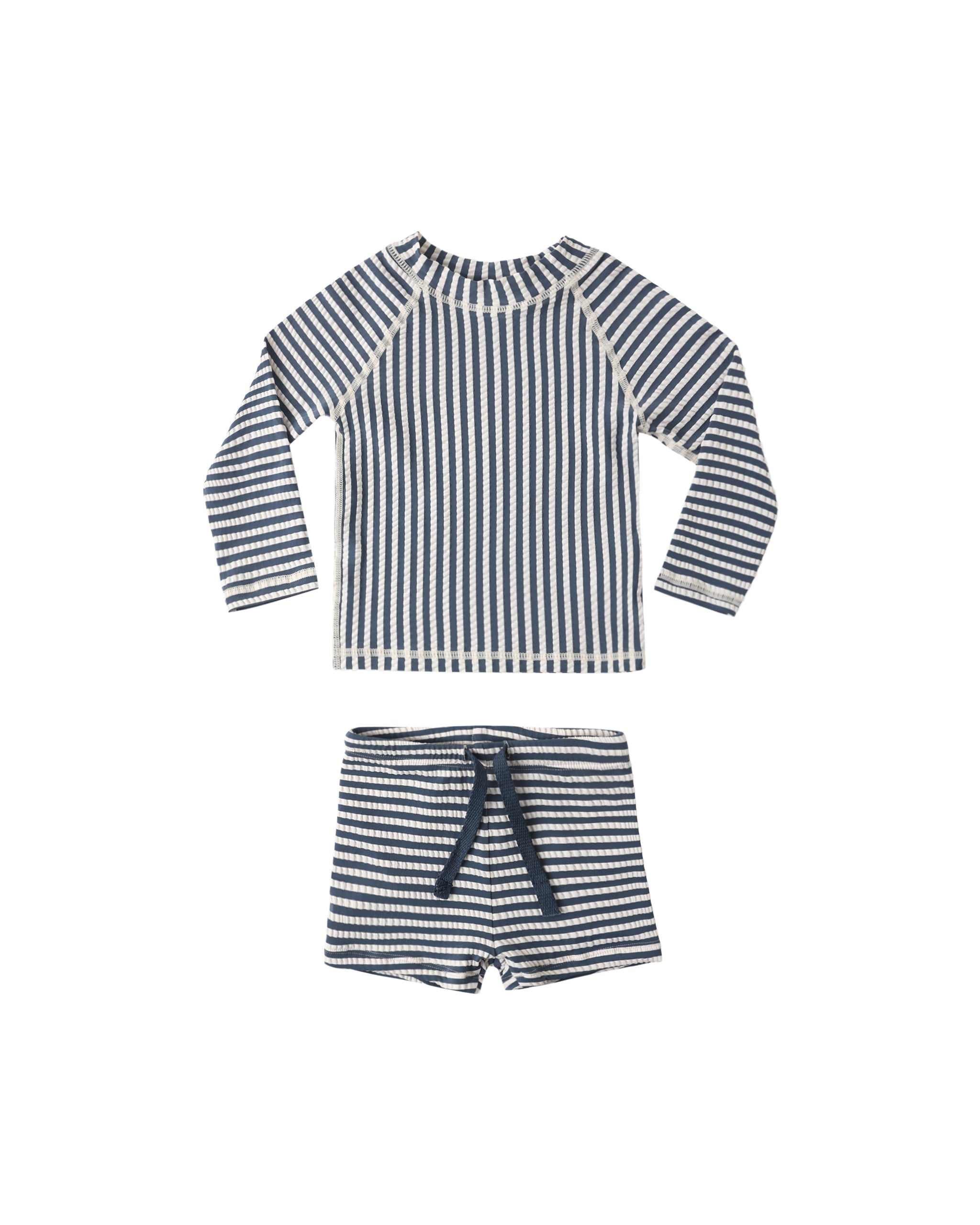 Boys Rashguard Set || Navy Stripe