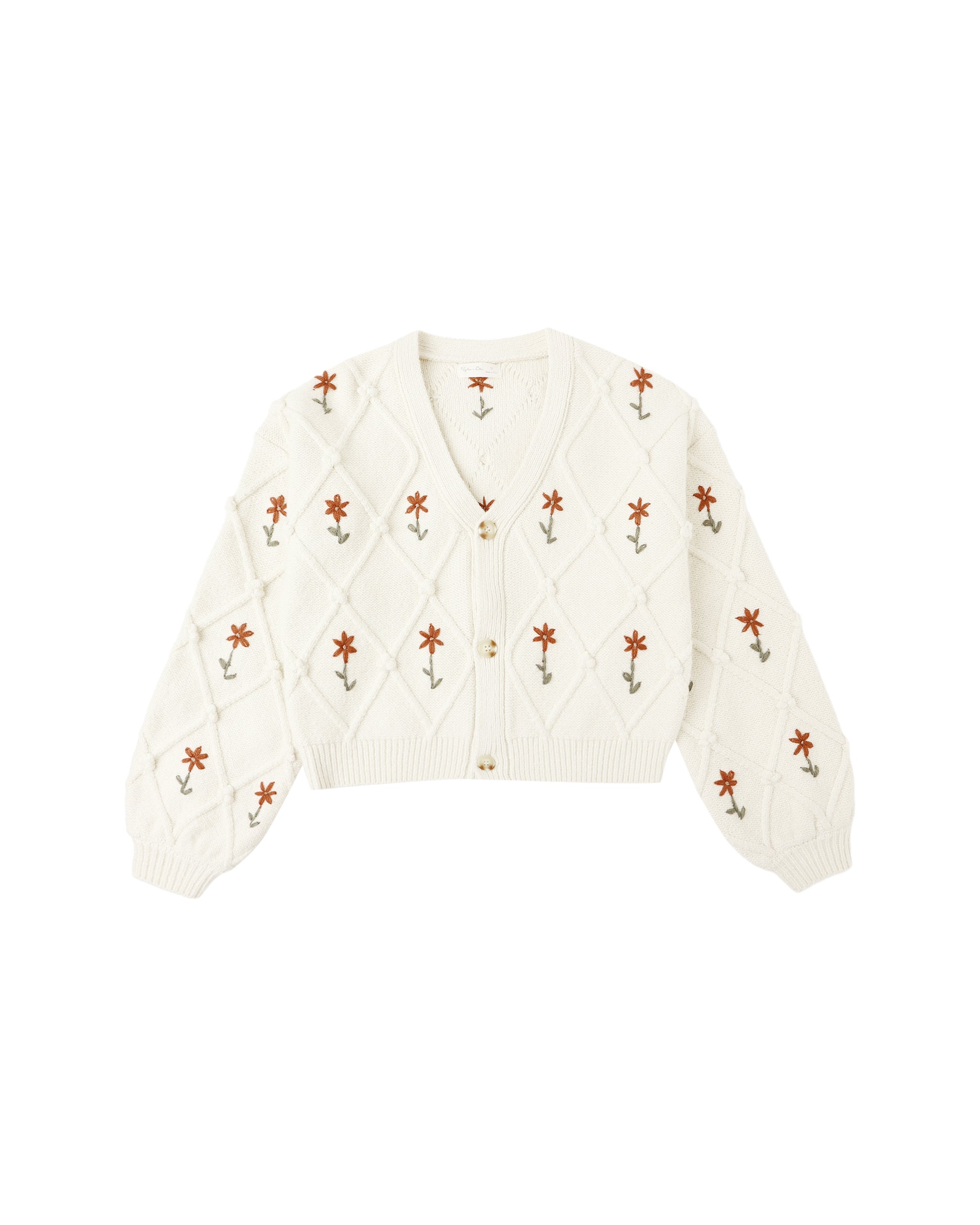 Boxy Crop Cardigan || Winter Daisy Embroidery