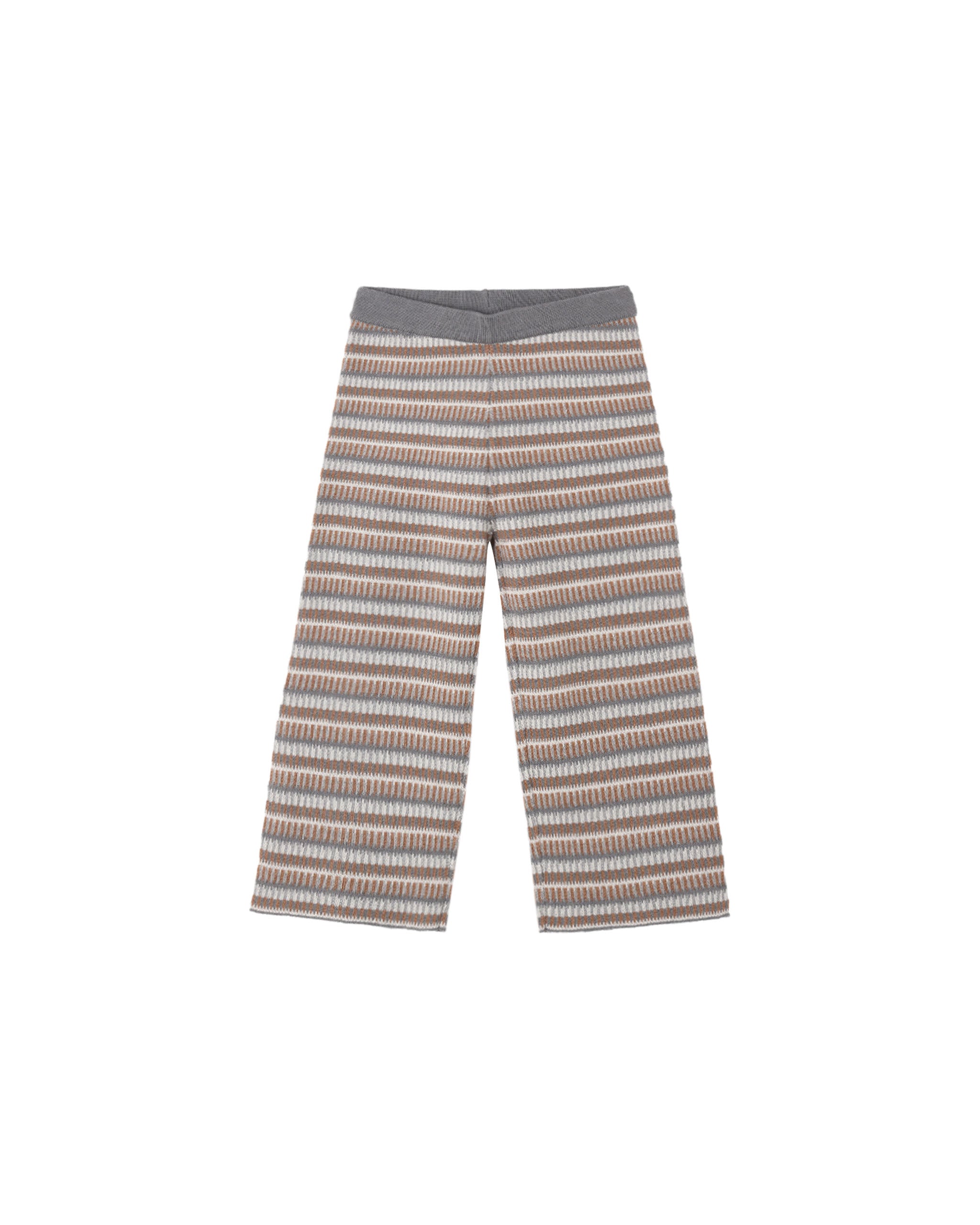 Knit Wide Leg Pant - Multi Stripe Dusty Blue
