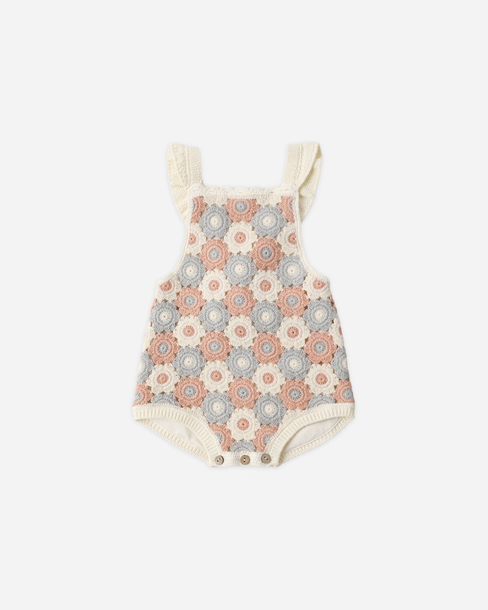 Crochet Romper - Blue, Light Pink, Ivory