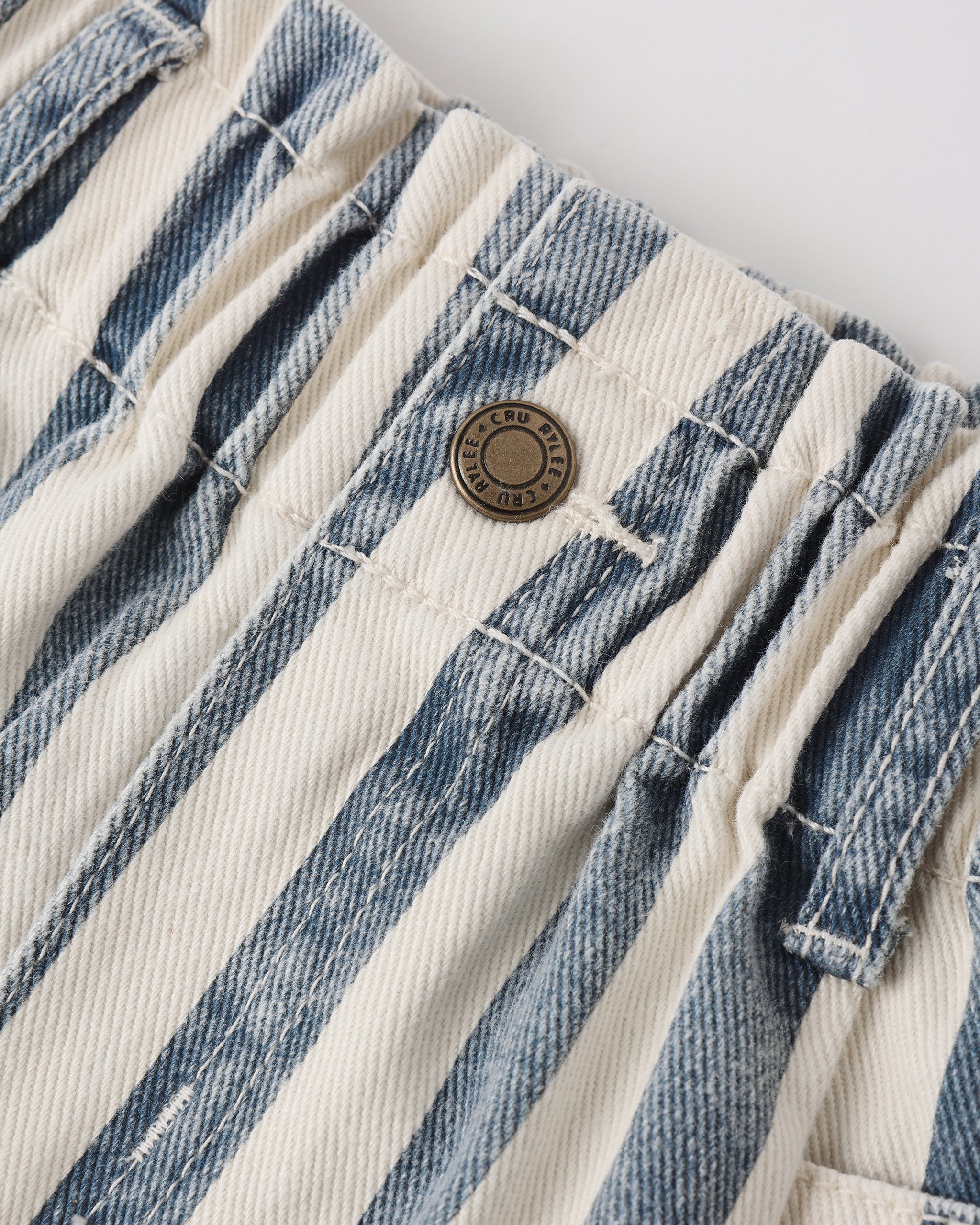 Denim Mini Skirt || Navy Stripe