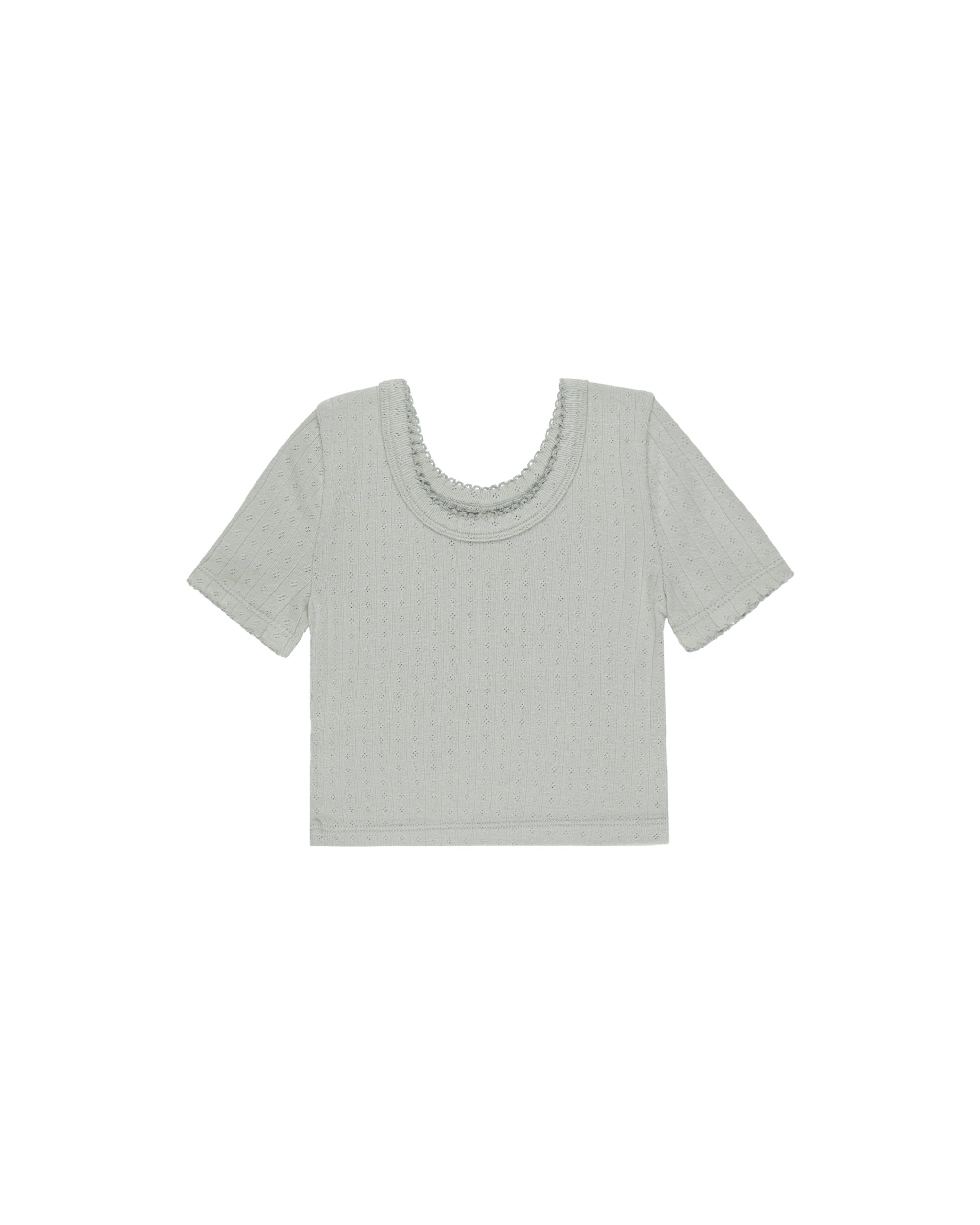 Pointelle Tee || Seafoam