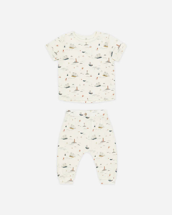 Tee + Slouch Pant Set || Nautical