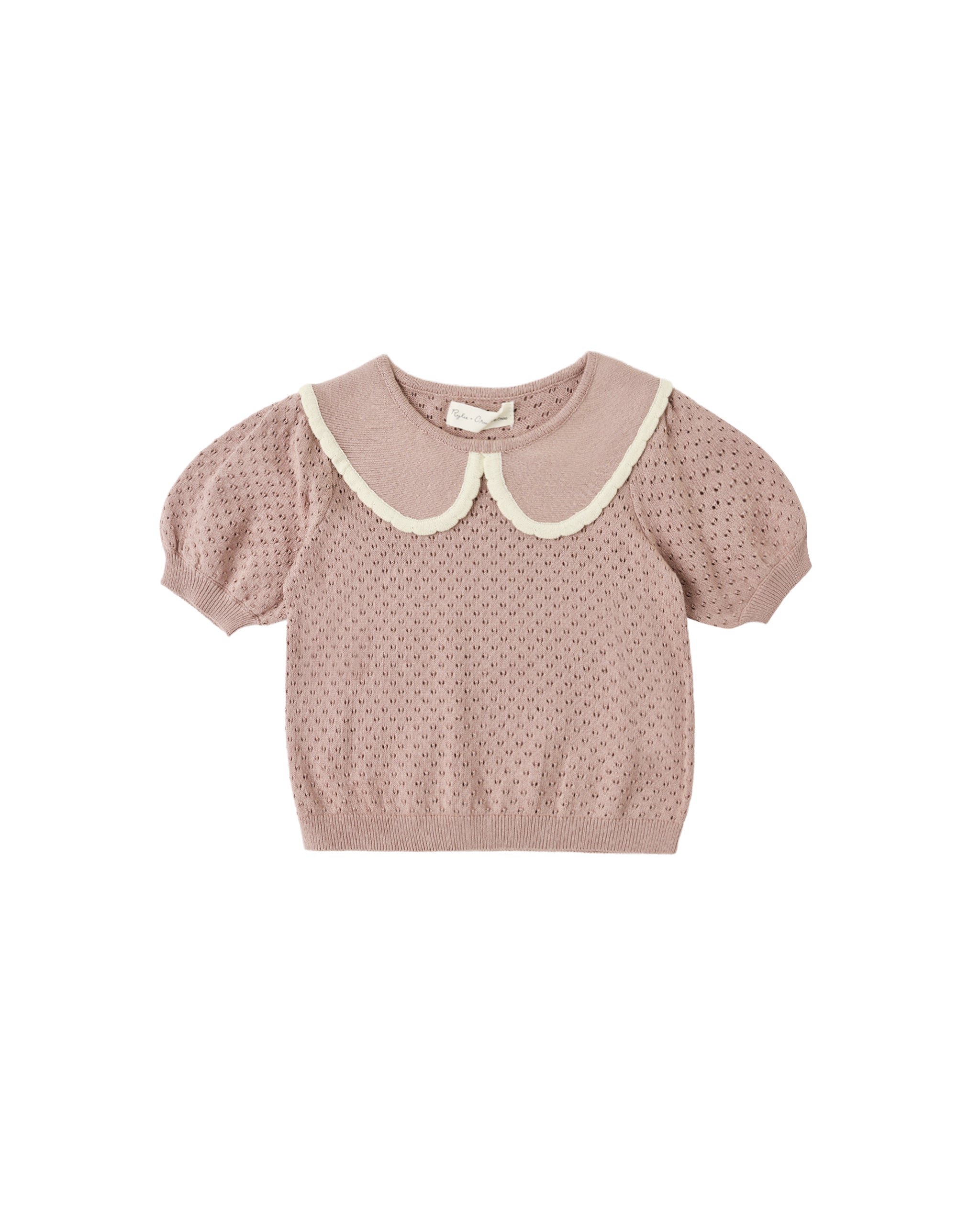 Pointelle Collared Top and Pant- Rosewood