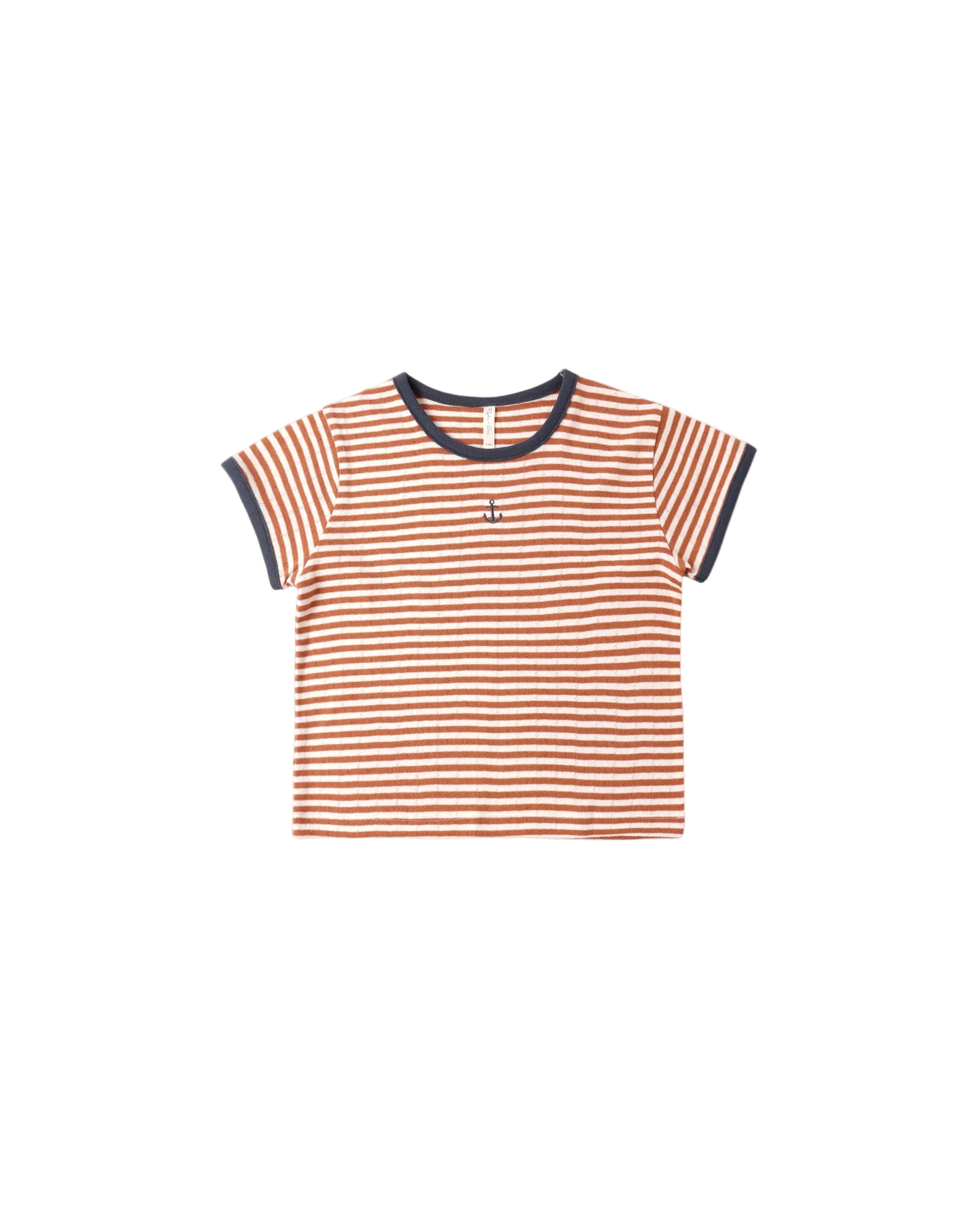 Pointelle Tee || Poppy Stripe