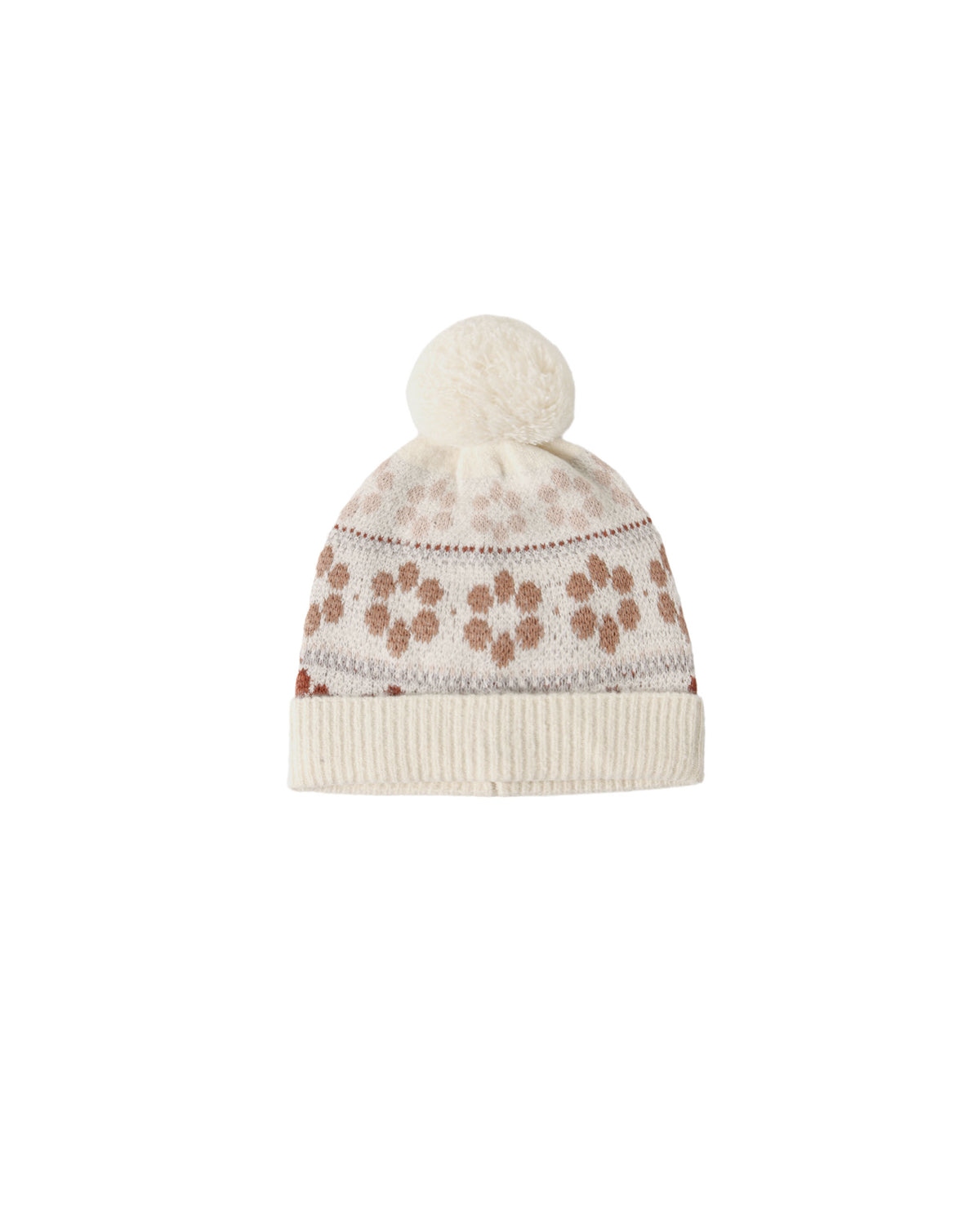 Beanie - Flower Fair Isle Natural