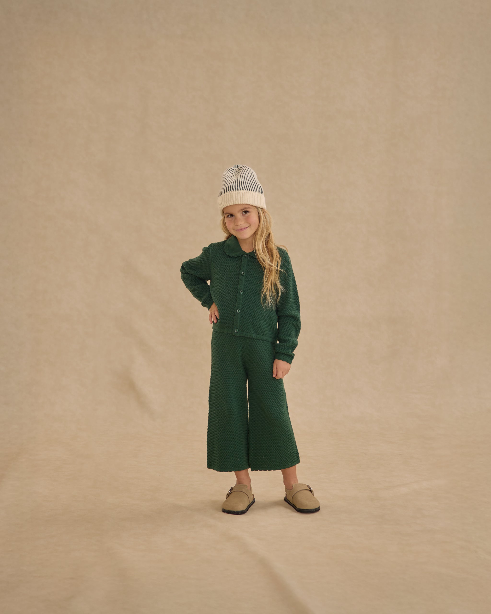 Knit Wide Leg Pant || Green