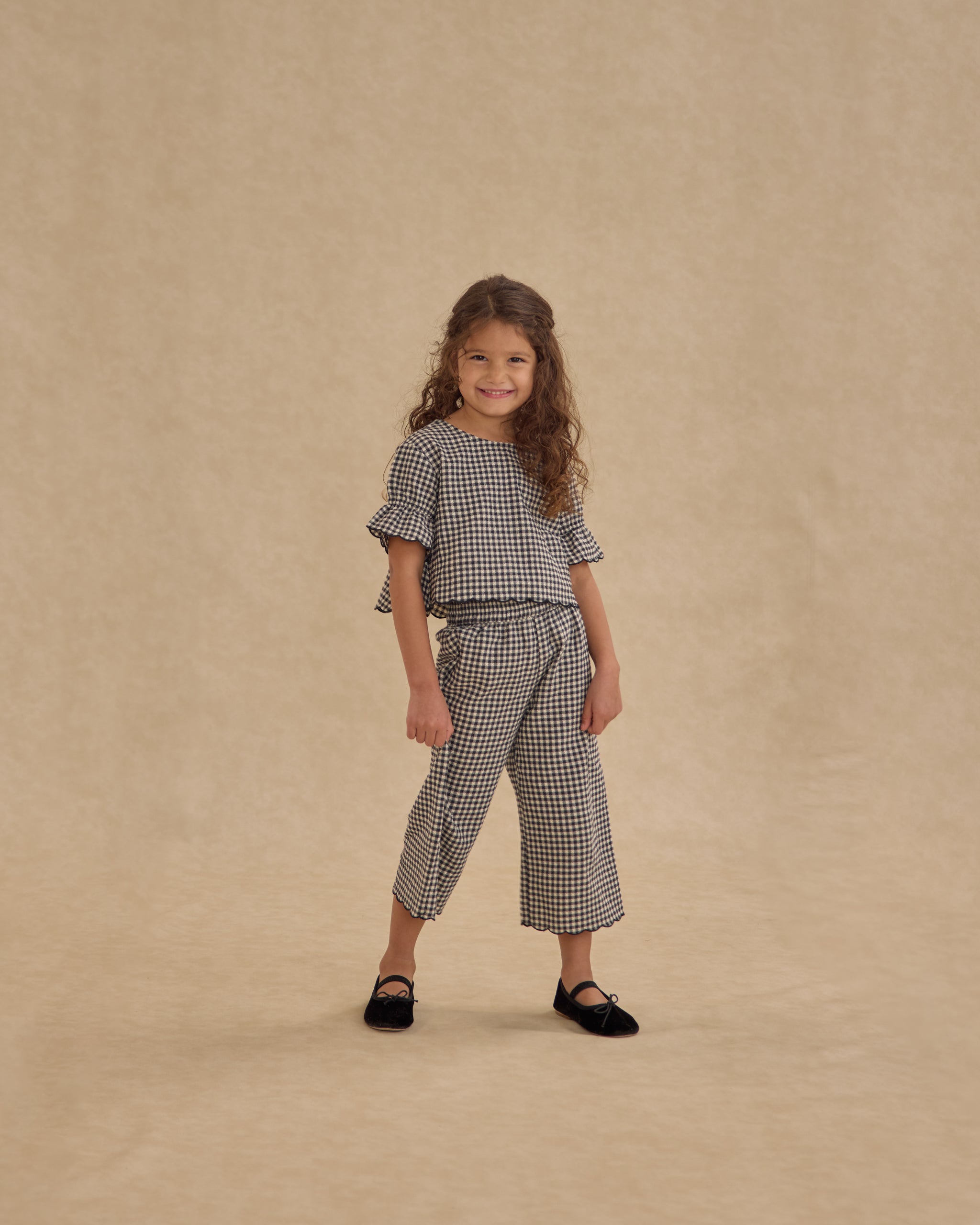 Wide Leg Pant || Black Gingham