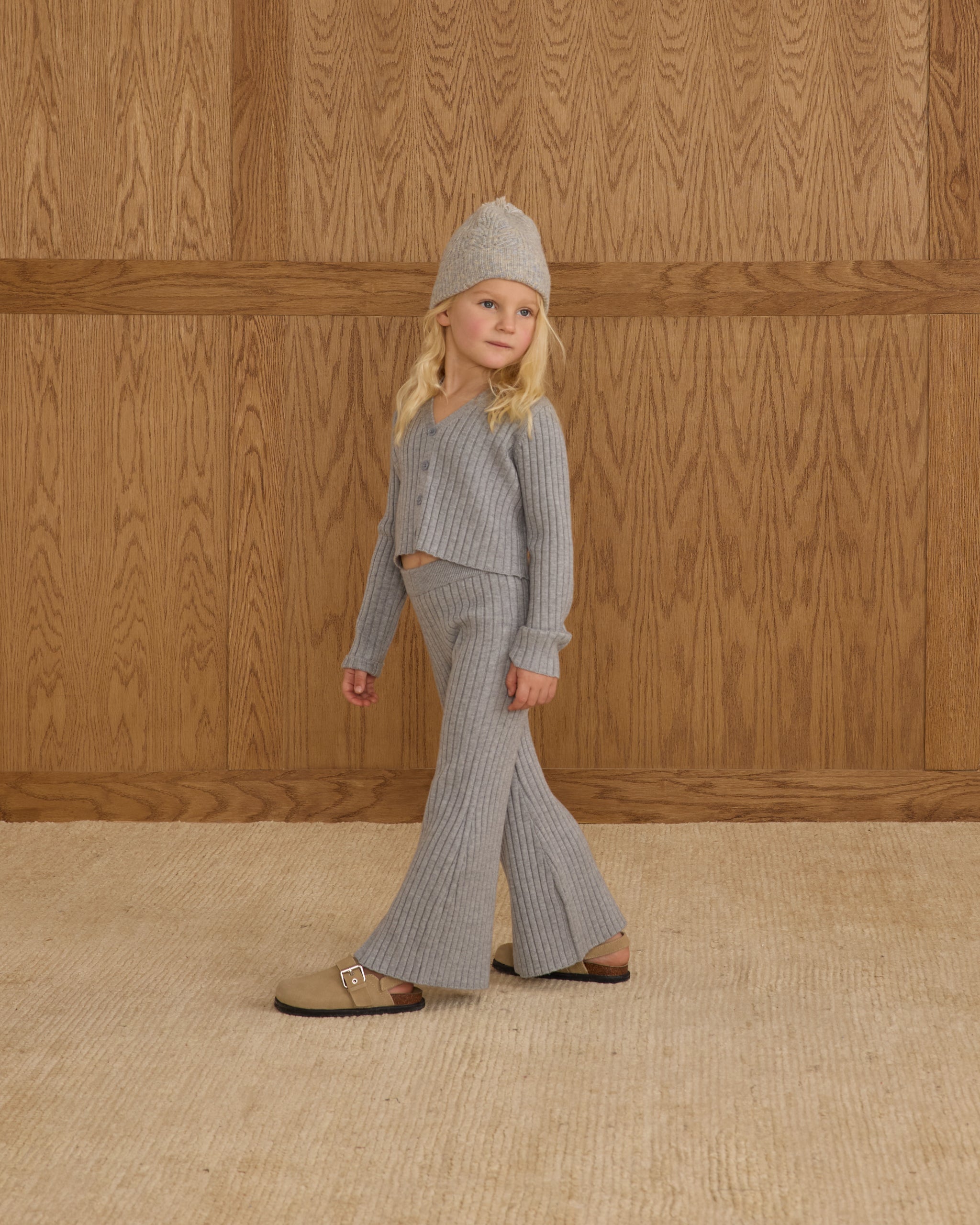 Flare Knit Pant || Dusty Blue