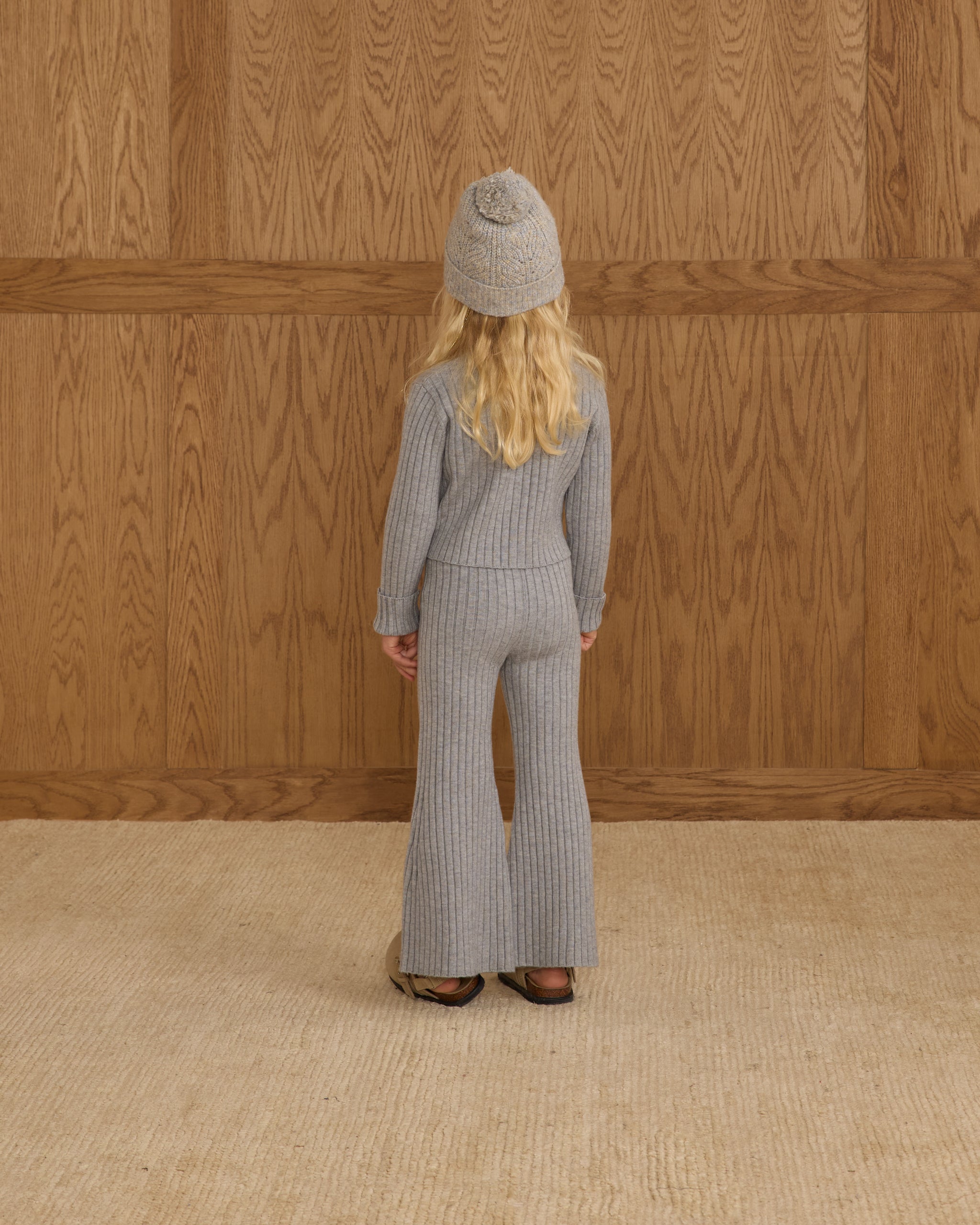 Long Sleeve Knit Button Top || Dusty Blue