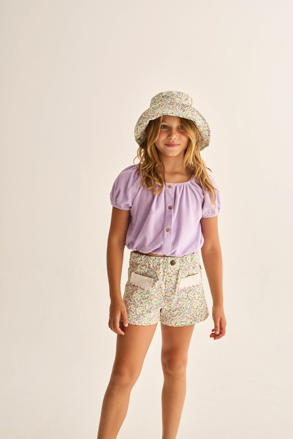 Rose Floral Twill Cotton Shorts - Multi