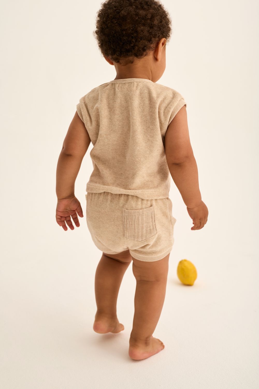 Rowan Soft Terry Cloth Baby Shorts - Beige Melange
