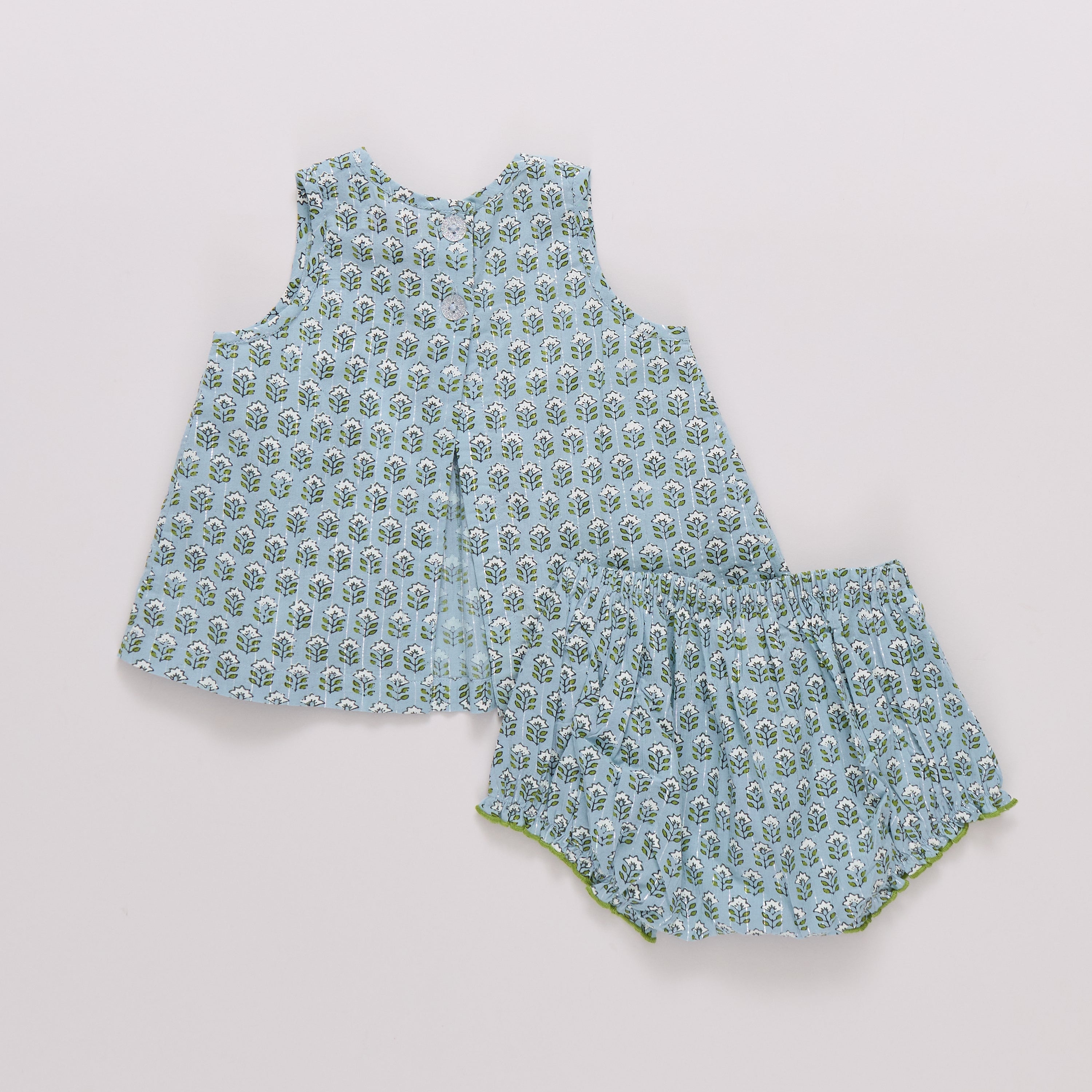 Baby Girls Jaipur 2-Pc Set - Blue Prairie Block Print