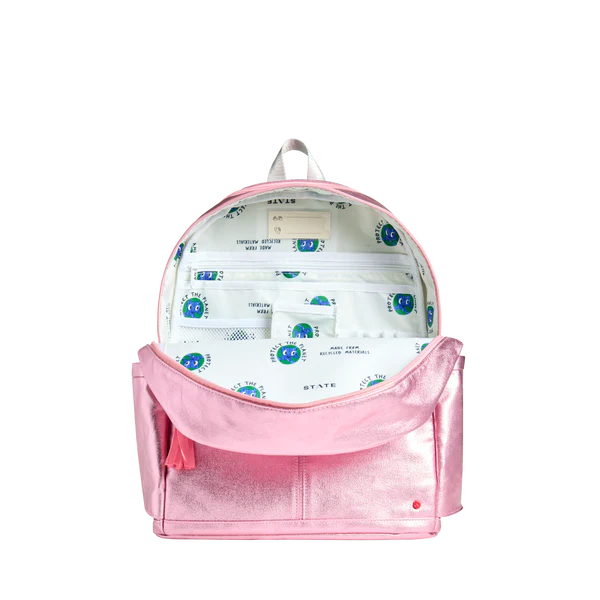 Kane Double Pocket Backpack - Pink/Silver