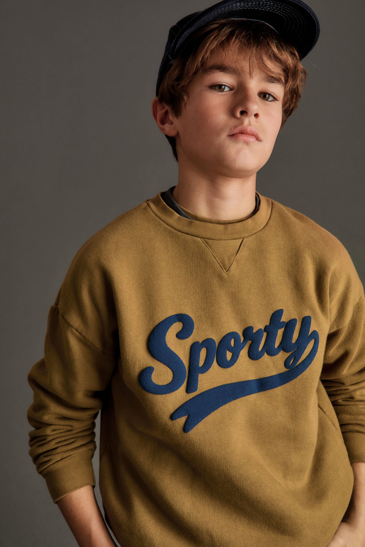 Sporty Fleece Sweatshirt - Khaki