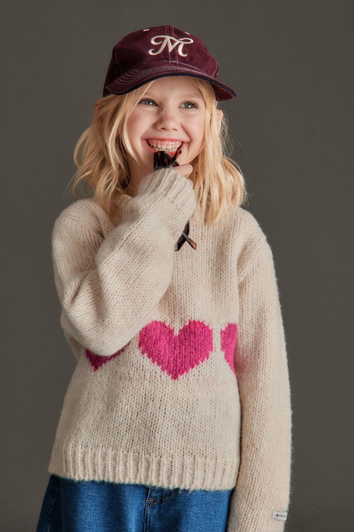 Mia Sweater - Ecru, Magenta