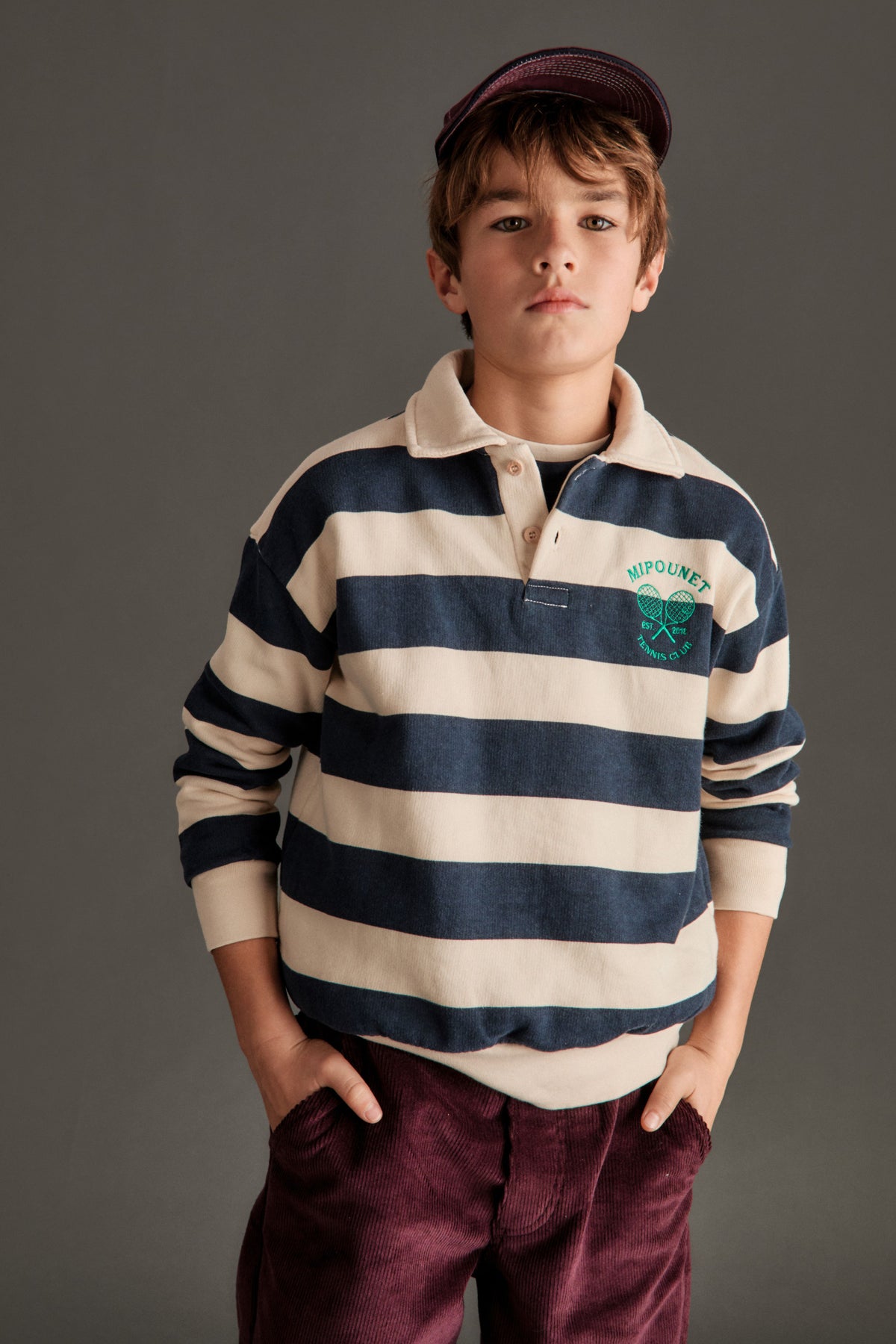 Piero Polo Sweatshirt - Ecru, Blue