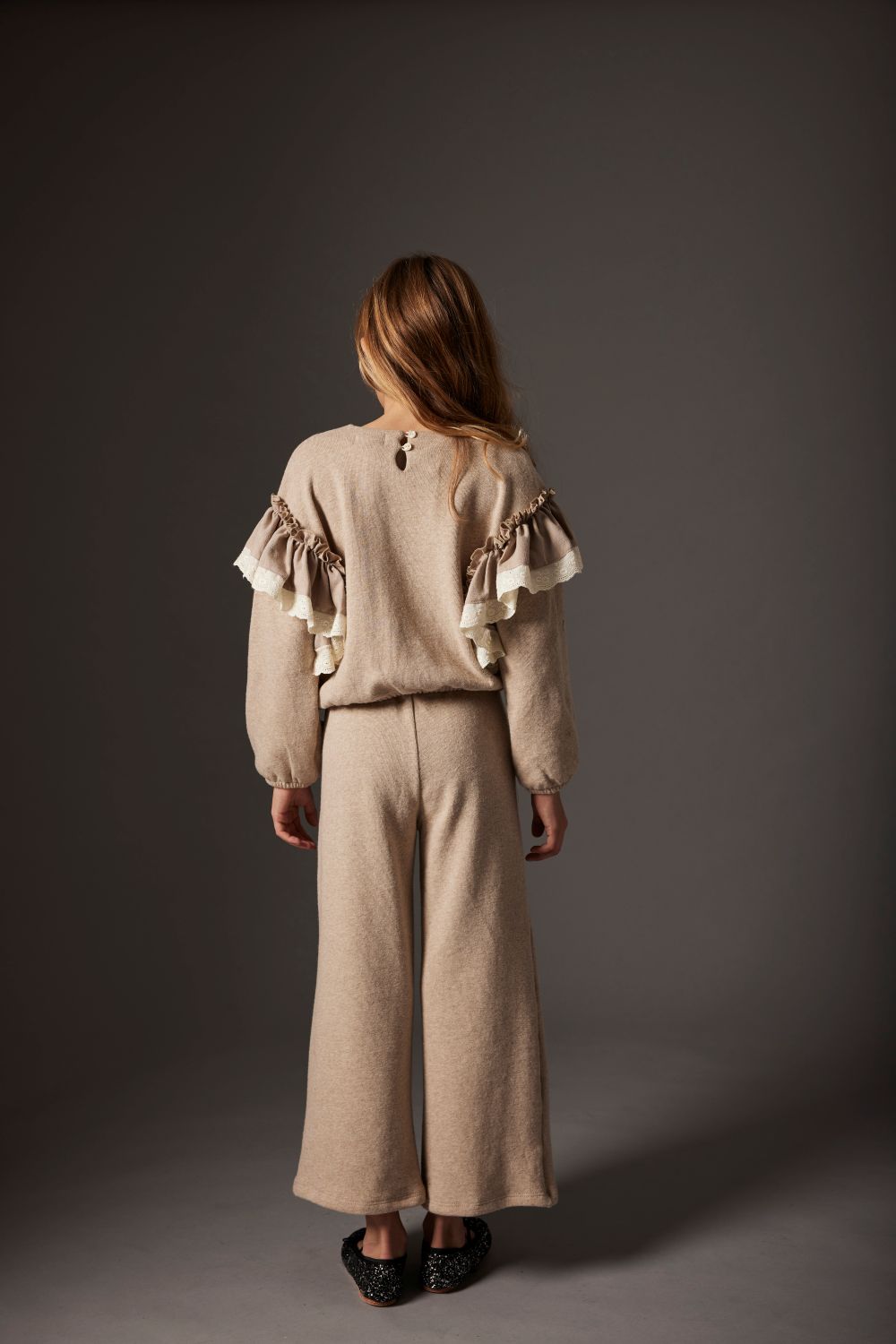 Soft Brushed Knit Wide Pants - Stone