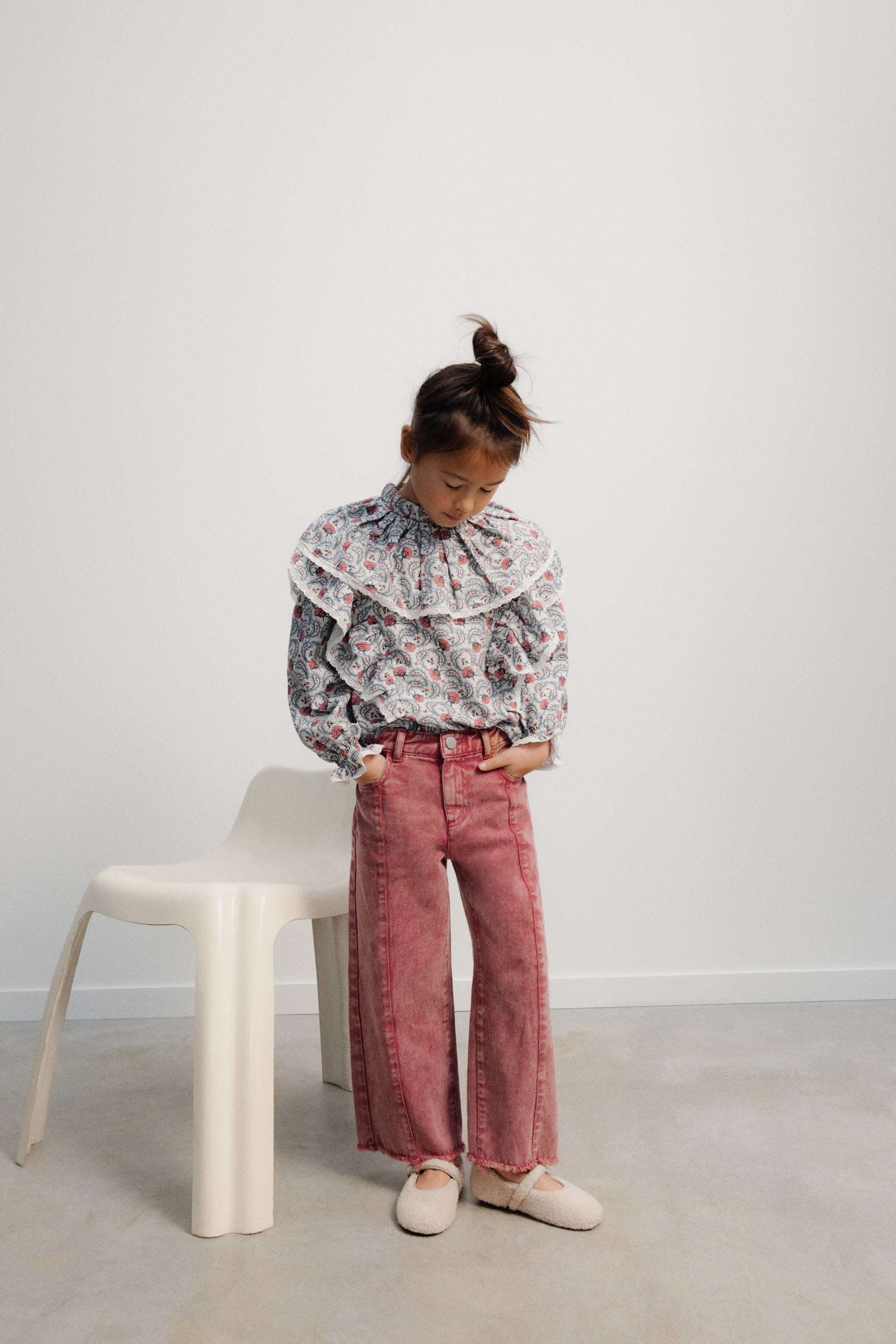 TNS Denim Wide Leg Trouser - Rumba Red