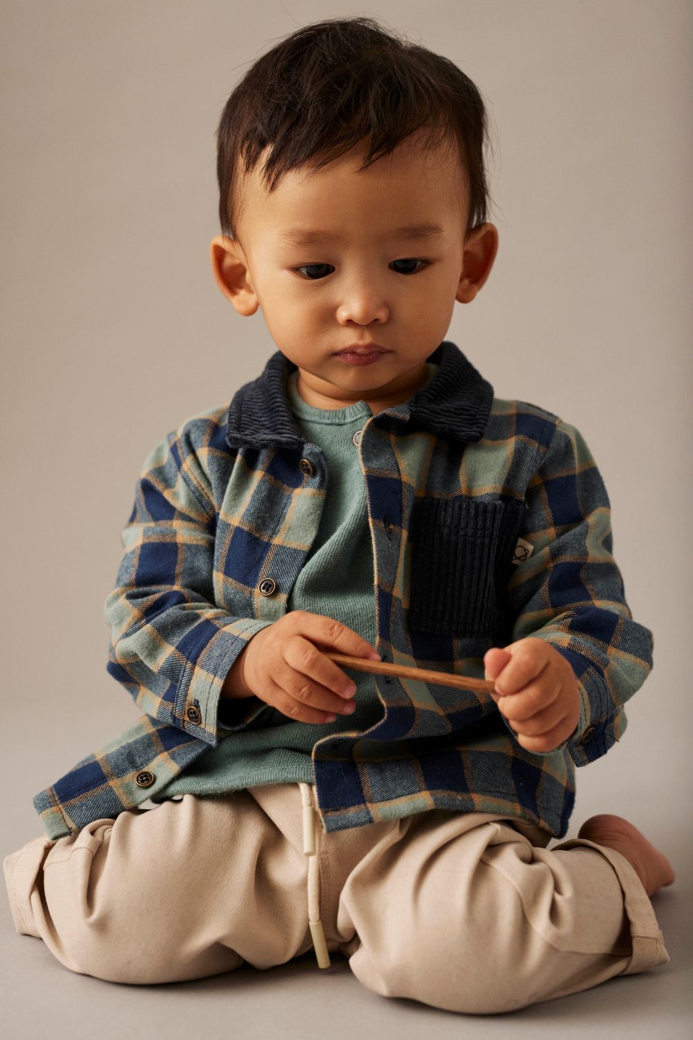 Check Flannel Baby Shirt - Artic Blue