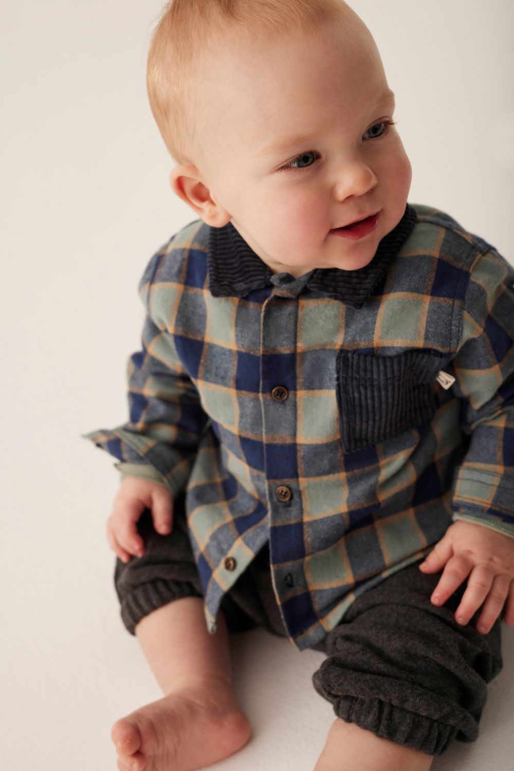 Check Flannel Baby Shirt - Artic Blue