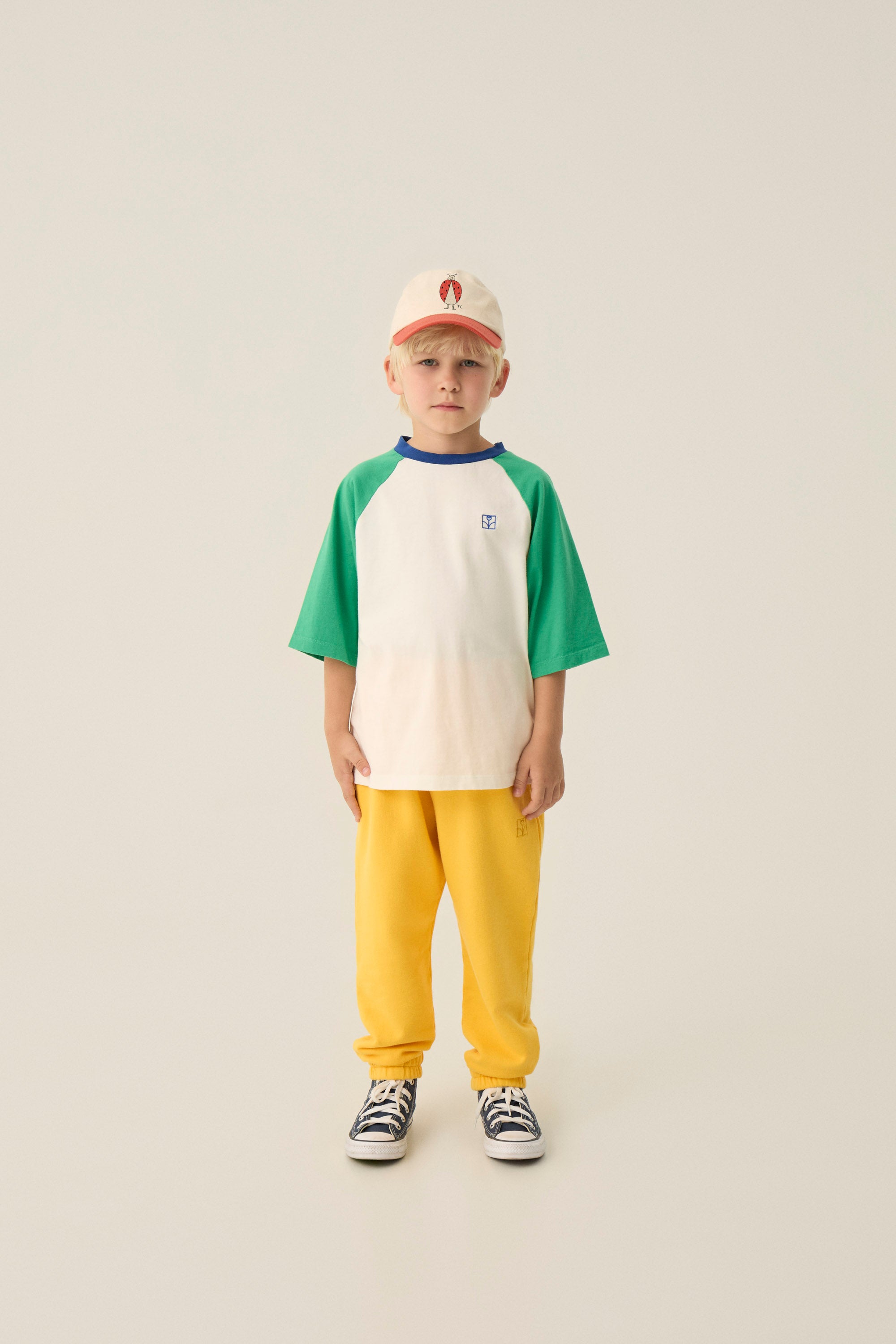 Color Block Green T-Shirt - Ecru