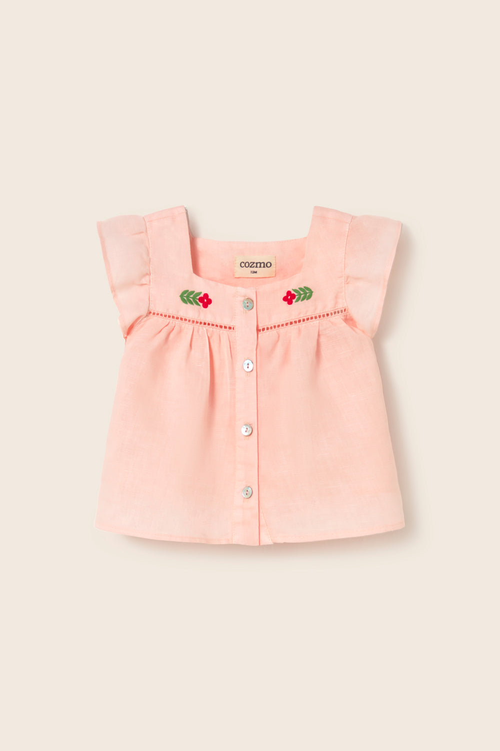 Vivi Cotton Linen Baby Blouse - Cloud Pink