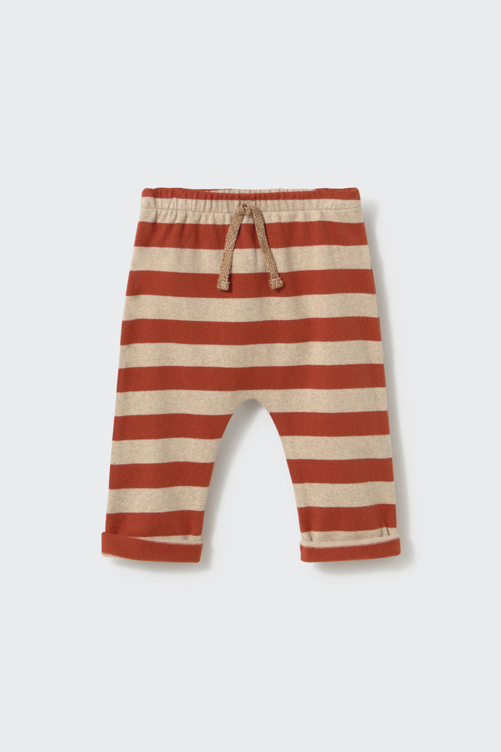 Zack Striped Brushed Soft Knit Baby Pants - Ginger Stone