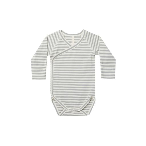 SIDE-SNAP BODYSUIT || DUSTY BLUE STRIPE