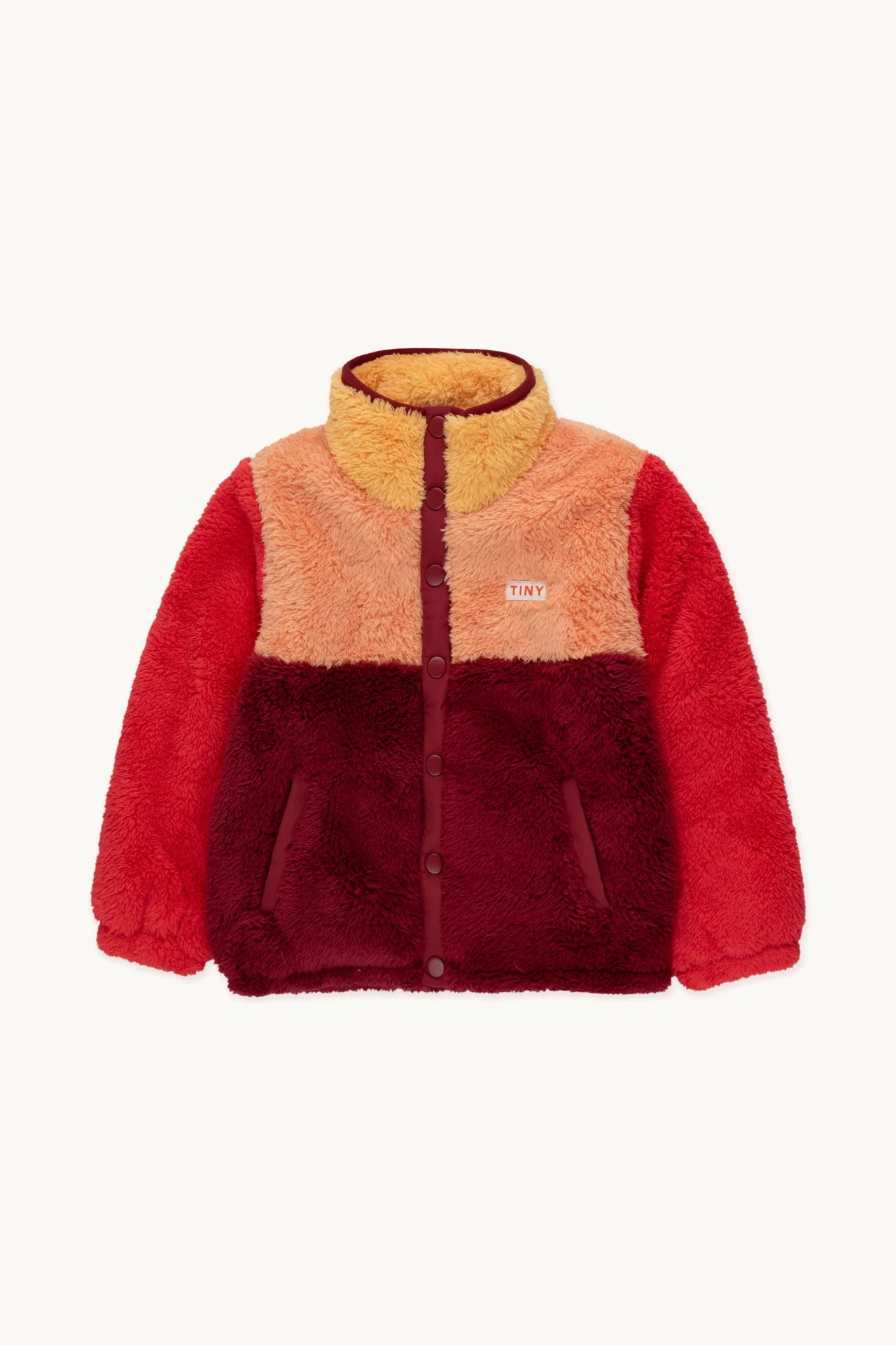 COLOR BLOCK POLAR SHERPA JACKET deep red/peach