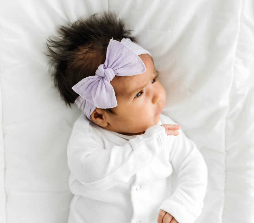 Baby Bling® Itty Bitty Knot Small Soft Nylon Bow Headband: Antique Pink