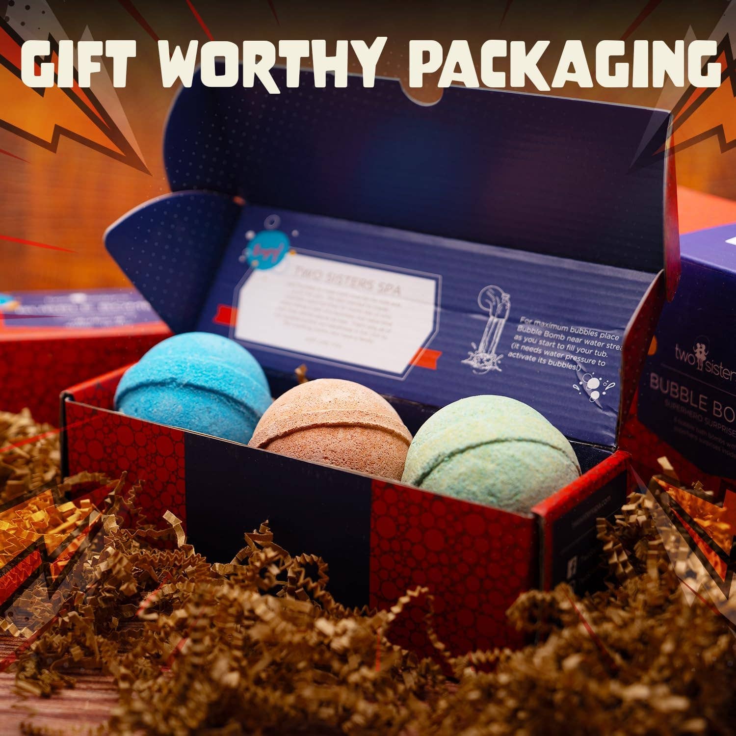 Superhero Kids Bath Bombs Gift Set with Toys Inside – 3 Pack