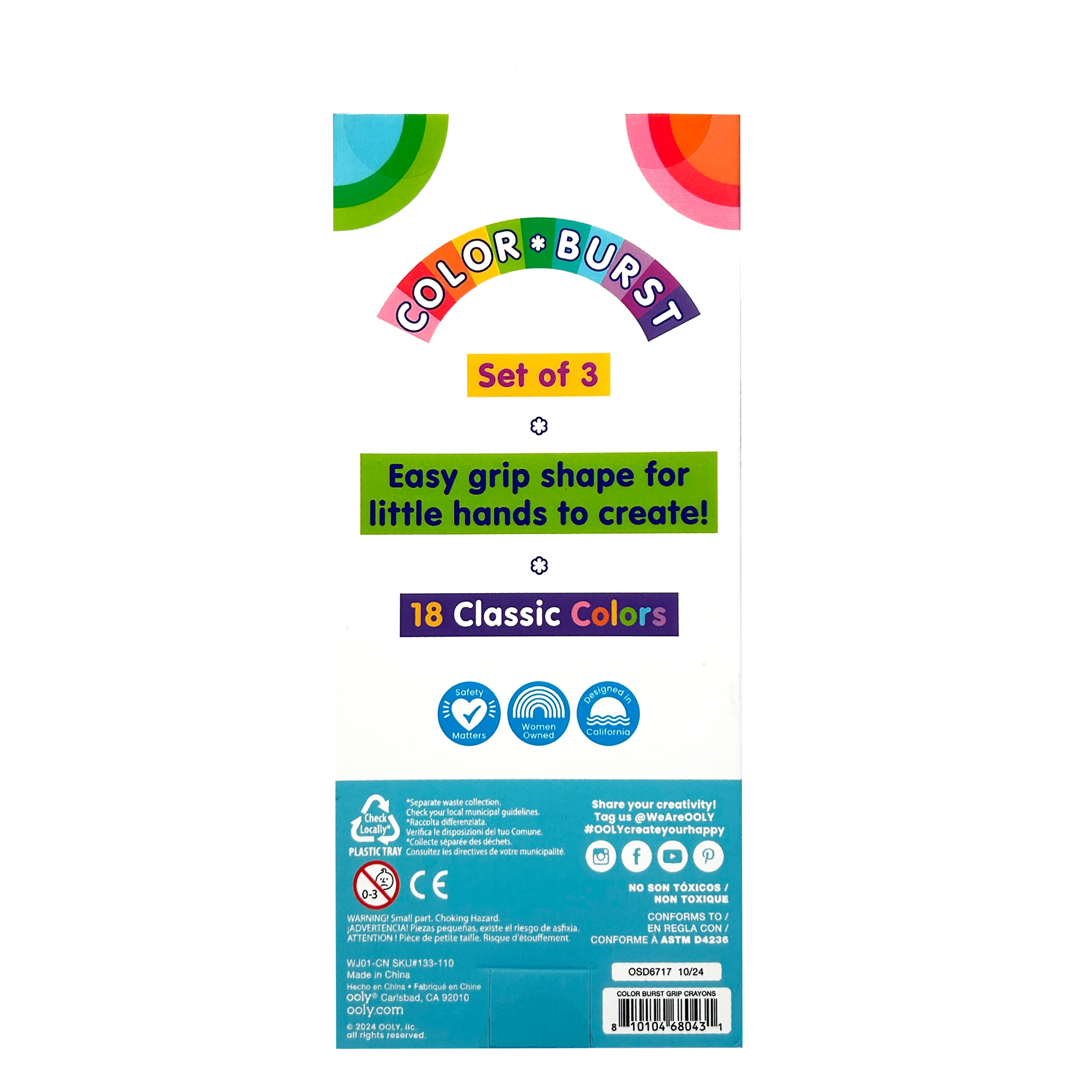 Color Burst Easy Grip Crayons Set of 3