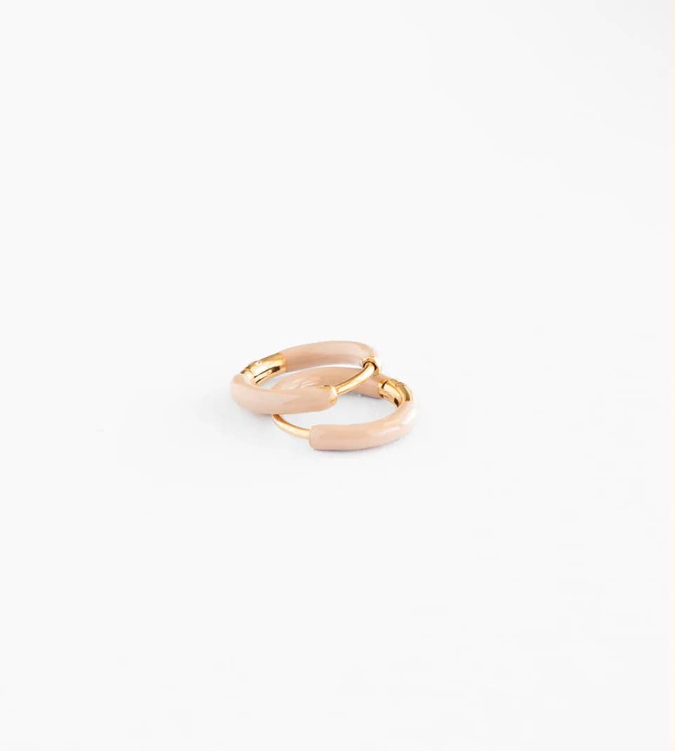 Enamel Hoop Earrings - Neon Pink