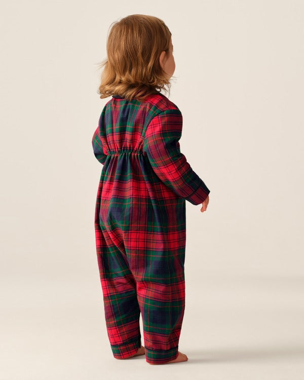 Baby Twill Cambridge Romper - Tartan, Red