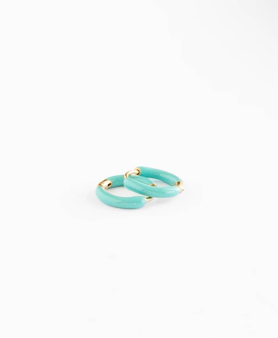 Enamel Hoop Earrings turquoise